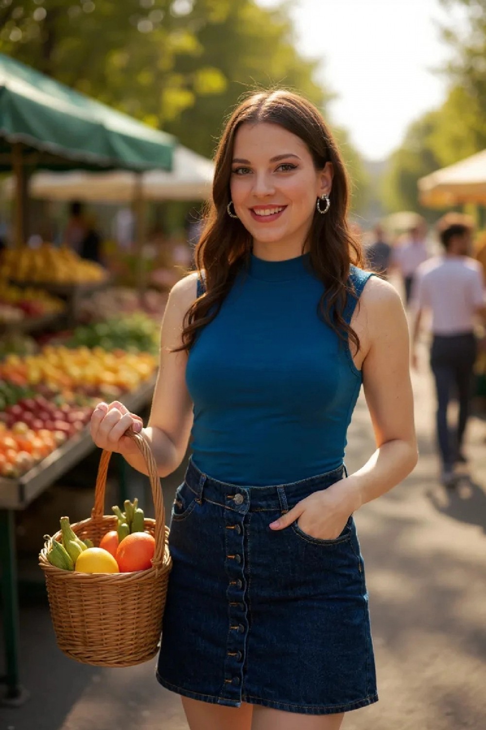 Pileli Store Kadın Mavi Kolsuz Balıkçı Yaka Basic Bluz görsel 4