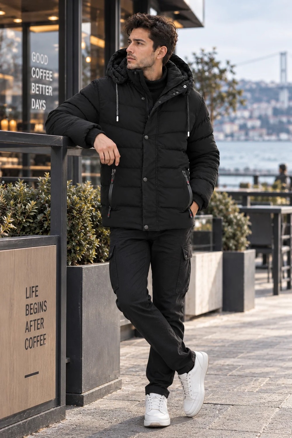 Luxic Core Luxıc Core Erkek Kapüşonlu Şişme Mont Içi Polarlı Kalın Kışlık Su Itici Günlük Mont görsel 2