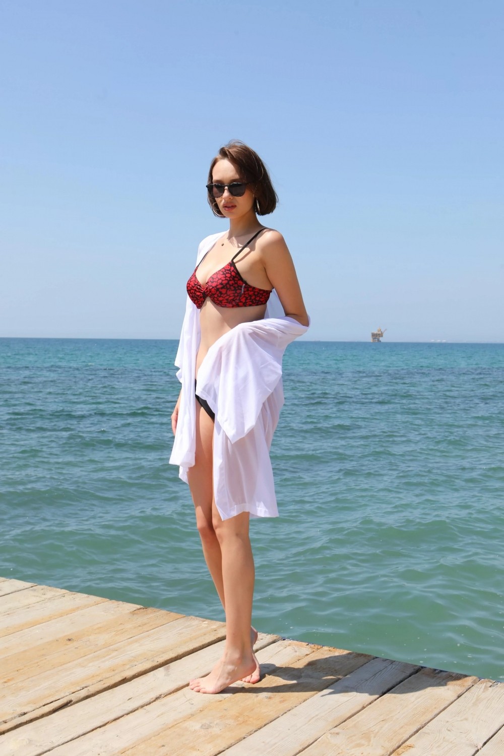 Pileli Store Kadın Kimono Pareo Plaj Elbisesi Beyaz görsel 2