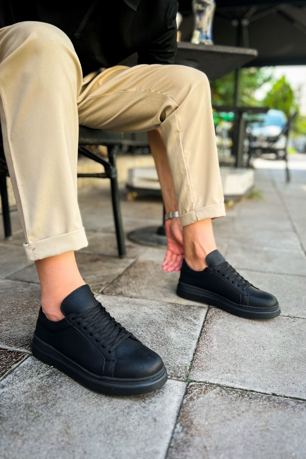 MN979 - Santoni Crt Spor Erkek Ayakkabı Sıyah görsel 2