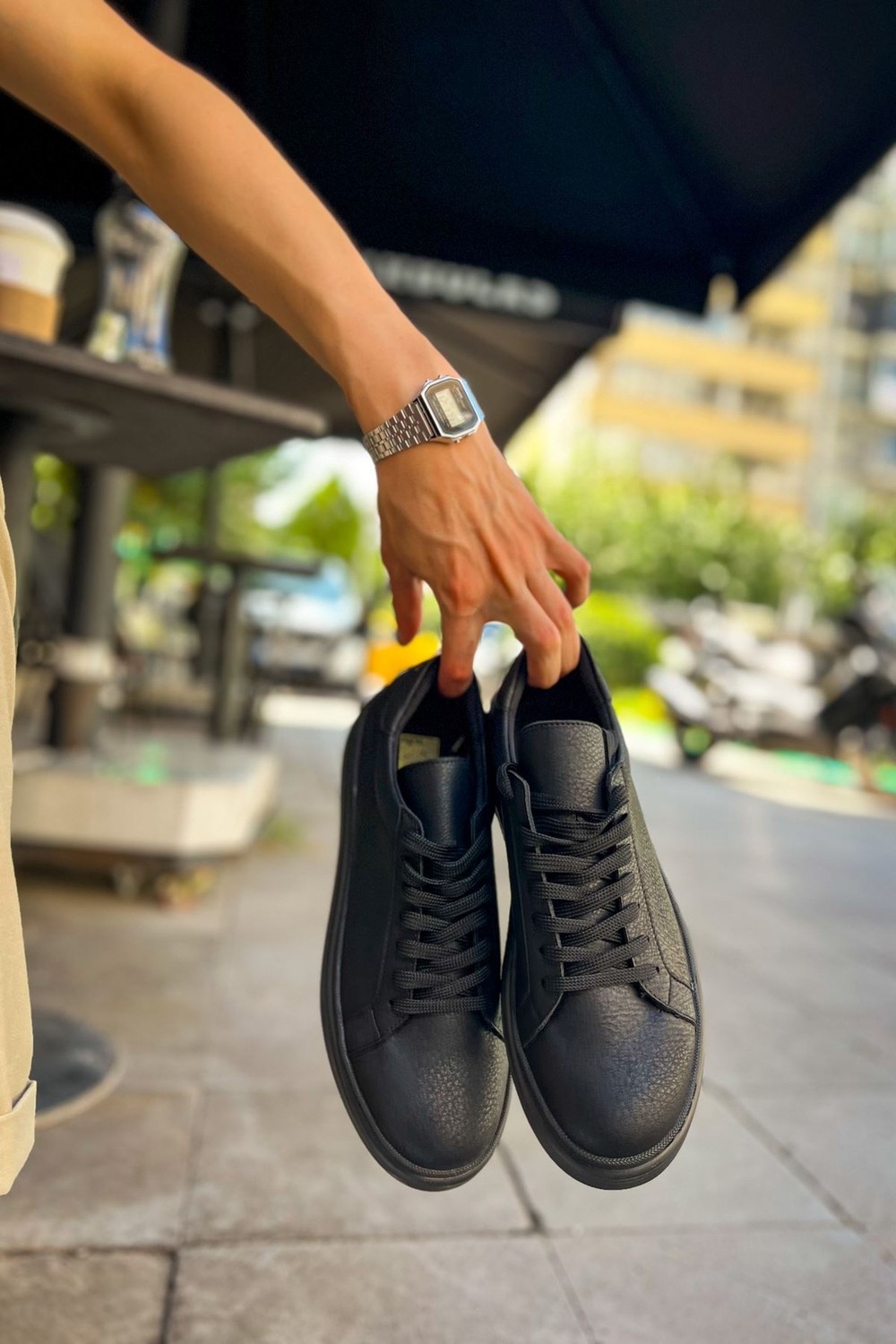 MN979 - Santoni Crt Spor Erkek Ayakkabı Sıyah görsel 4