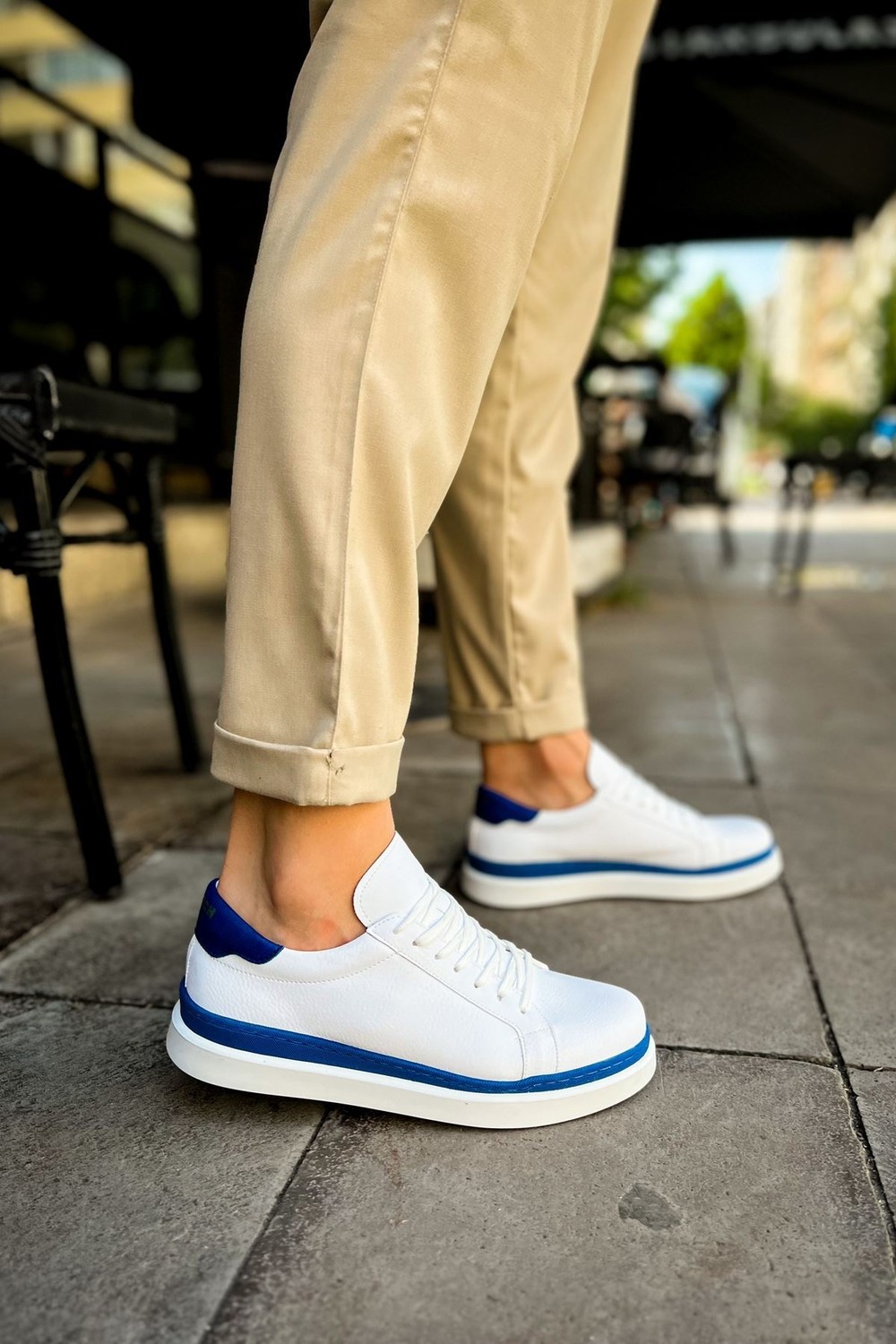 MN979 - Santoni Gbt Spor Erkek Ayakkabı Beyaz/mavı