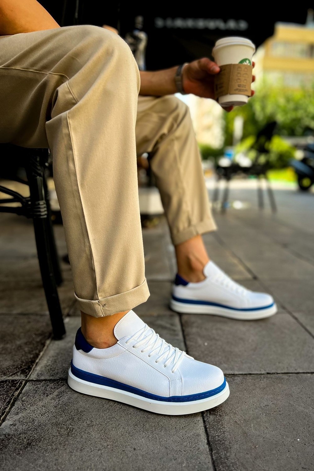 MN979 - Santoni Gbt Spor Erkek Ayakkabı Beyaz/mavı görsel 2