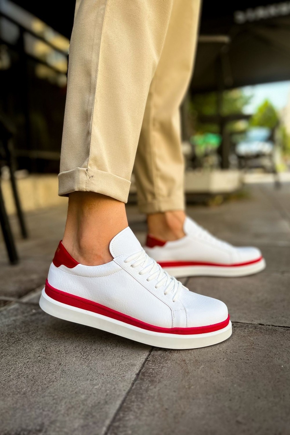 MN979 - Santoni Gbt Spor Erkek Ayakkabı Beyaz/kırmızı