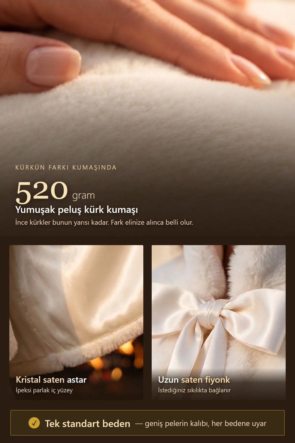 Elegance Scarf Uzun Fiyonklu Suni Kürk Etol Gelin Bolero Gelinlik Bolero Gelin Şalı Abiye Şal Kırık Beyaz görsel 3