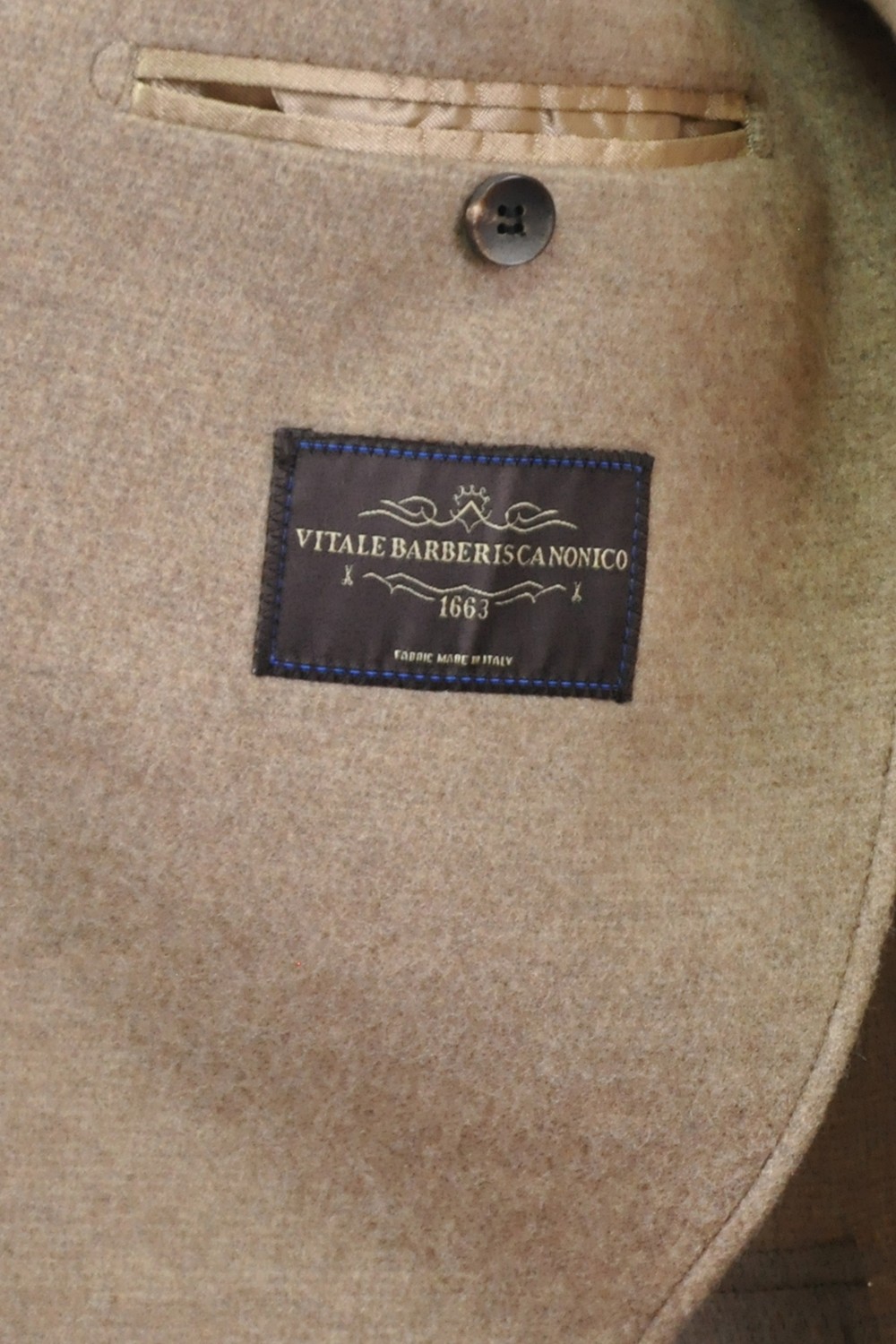 Gabbiacci Made In Italy Vitale Barberis Erkek Düğmeli Cepli %100 Yün Kaban U008198 Bej görsel 5