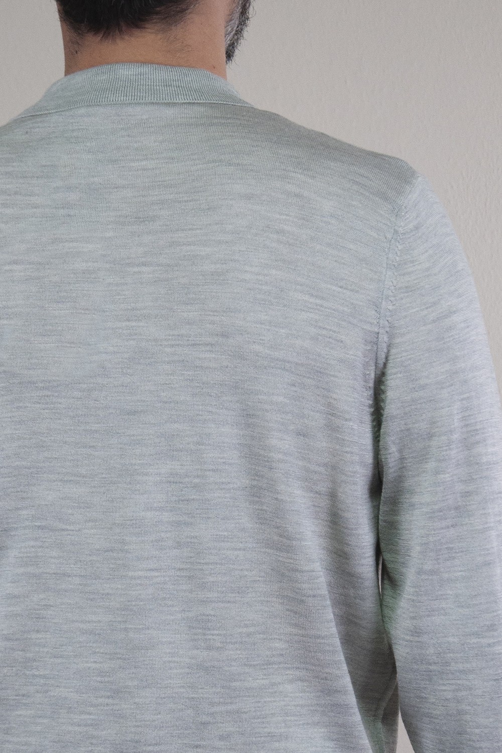 Gabbiacci Made In Italy Erkek Polo Yaka Düğmeli Yün Ipek Triko Hırka U008229 Gri görsel 5