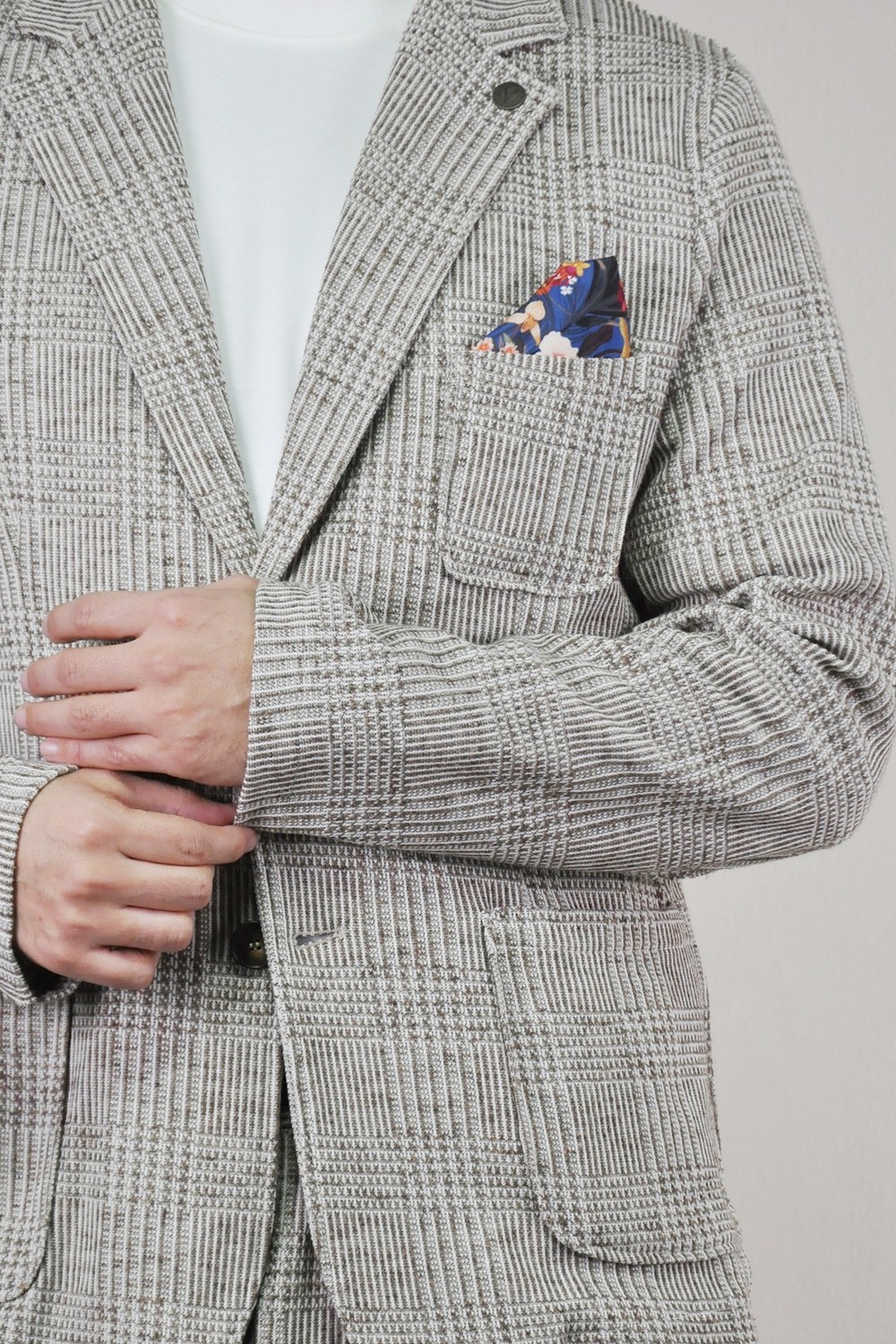 V2 Brand Made In Italy Erkek Ekoseli Düğmeli Takım Elbise Qusab U007929 Kahve görsel 2