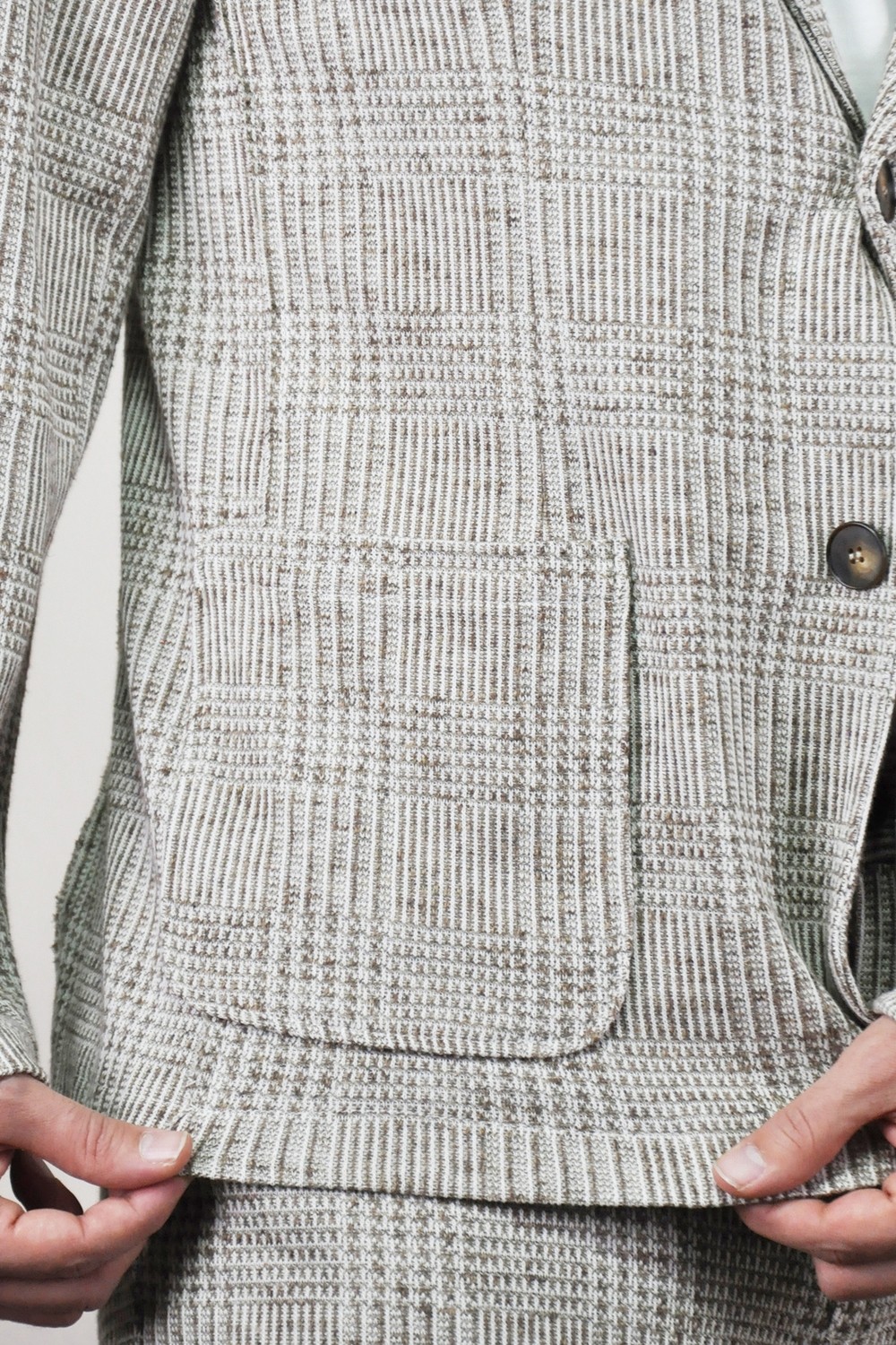 V2 Brand Made In Italy Erkek Ekoseli Düğmeli Takım Elbise Qusab U007929 Kahve görsel 3