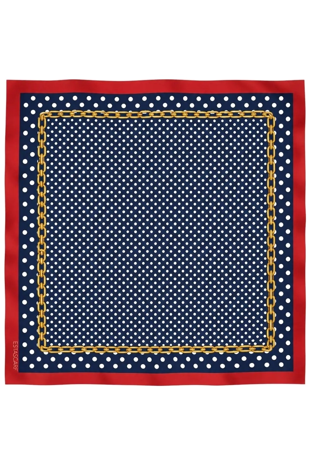 Tarzını Seç Monaco, Siyah Altın Zincir Puantiye Desenli Fular 70 x 70 cm görsel 6