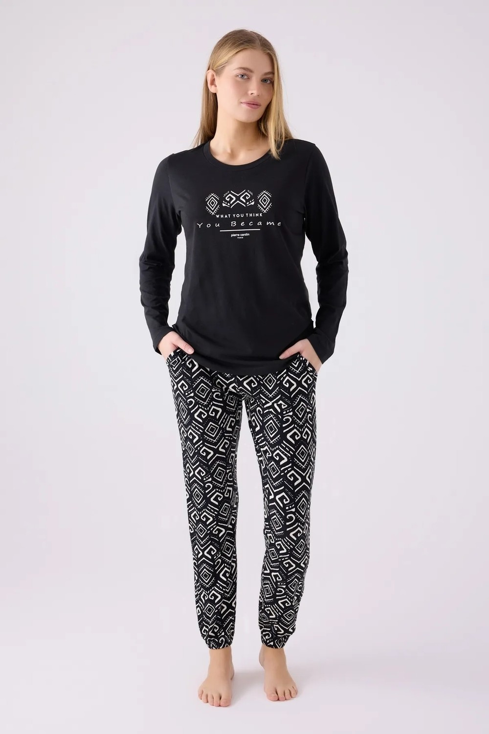 Pierre Cardin Pıerre Cardın Kadın Uzun Kol Pijama Takım PC8869 Siyah