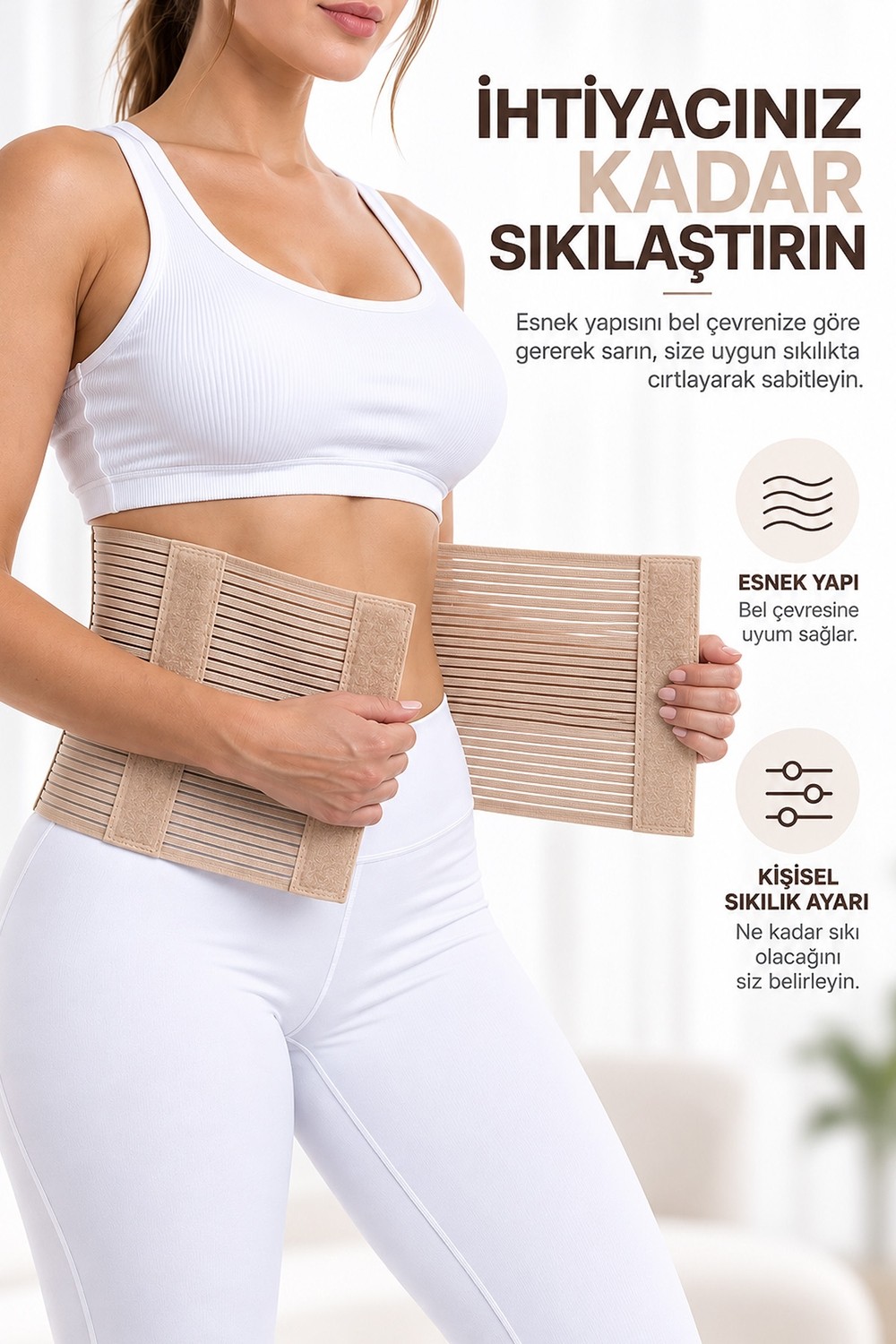 Arnee Doğum Sonrası Toparlayıcı Korse Lohusa Korsesi Abdominal Sezeryan Ameliyat Sonrası Ayarlanabilir Esnek Fıtık Misinalı Bel Korsesi görsel 5