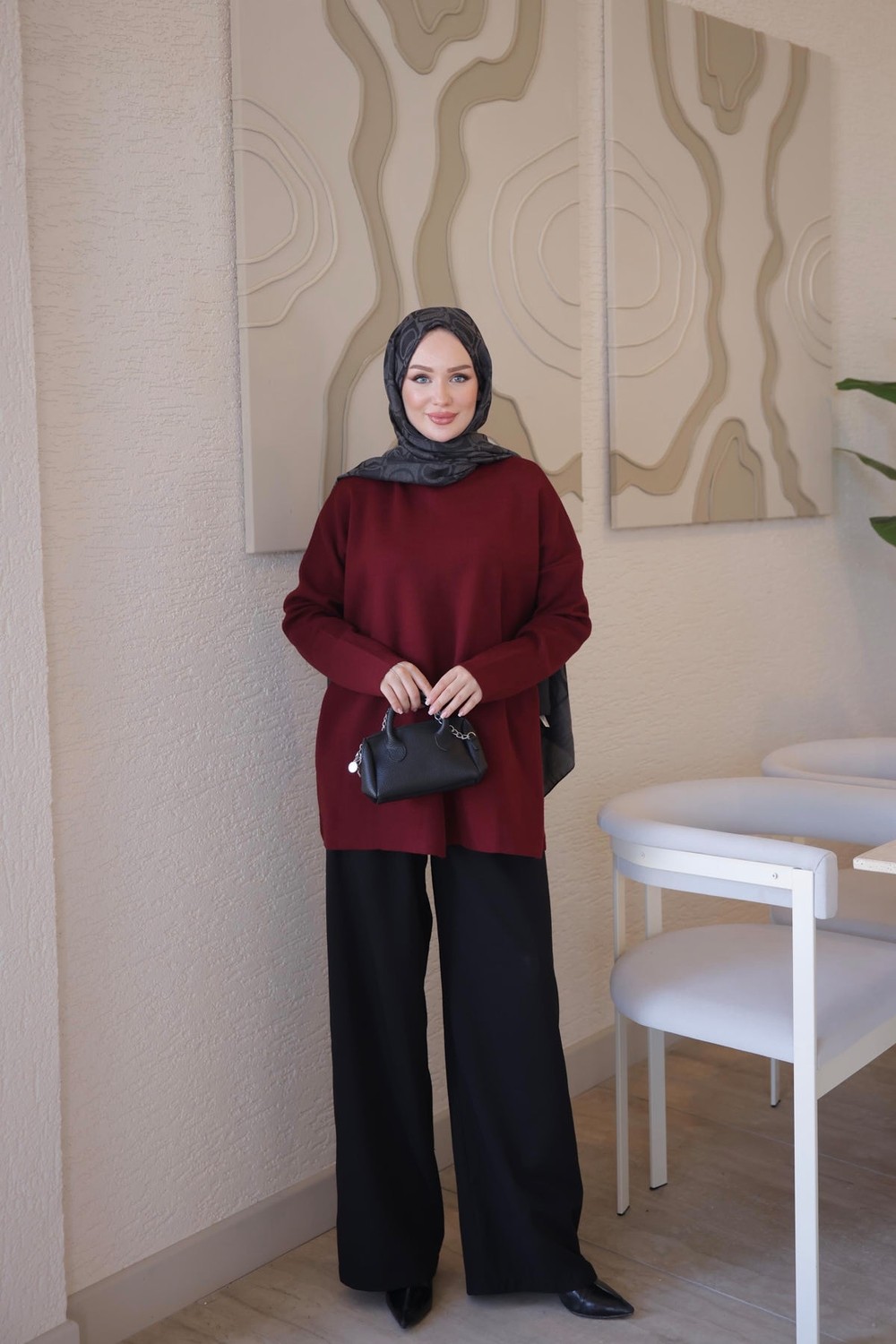 İmaj Butik Füme Corsman Fermuar Detaylı Salaş Triko Tunik görsel 7