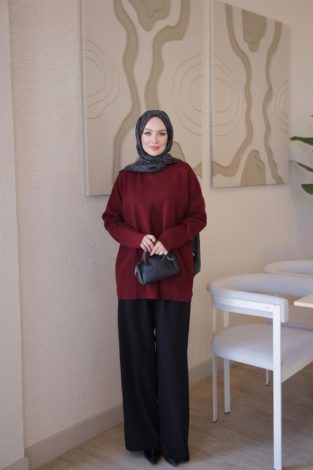 İmaj Butik Füme Corsman Fermuar Detaylı Salaş Triko Tunik görsel 8