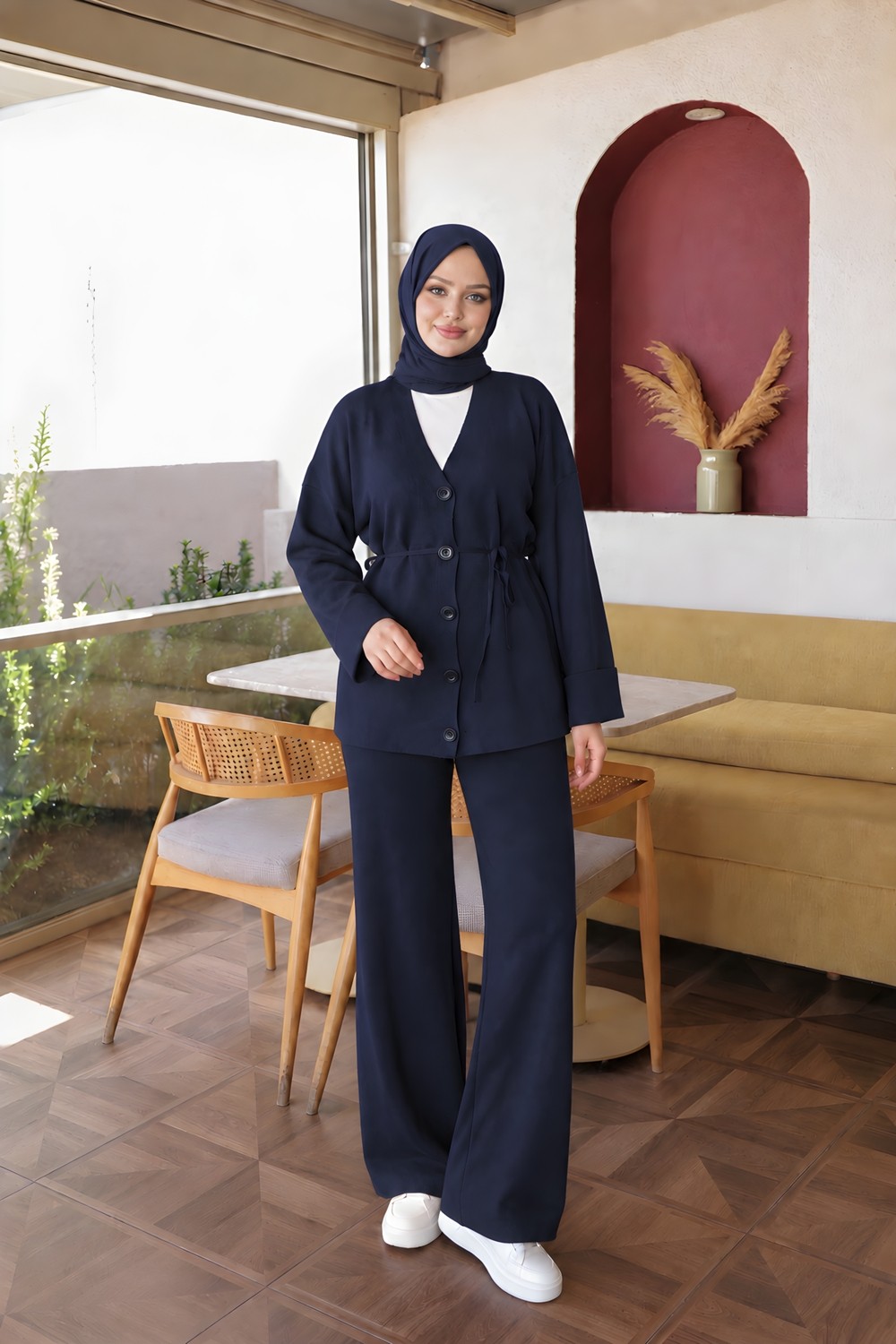 İmaj Butik Siyah Hırka Pantolonlu Soğuk Iplik Triko Takım