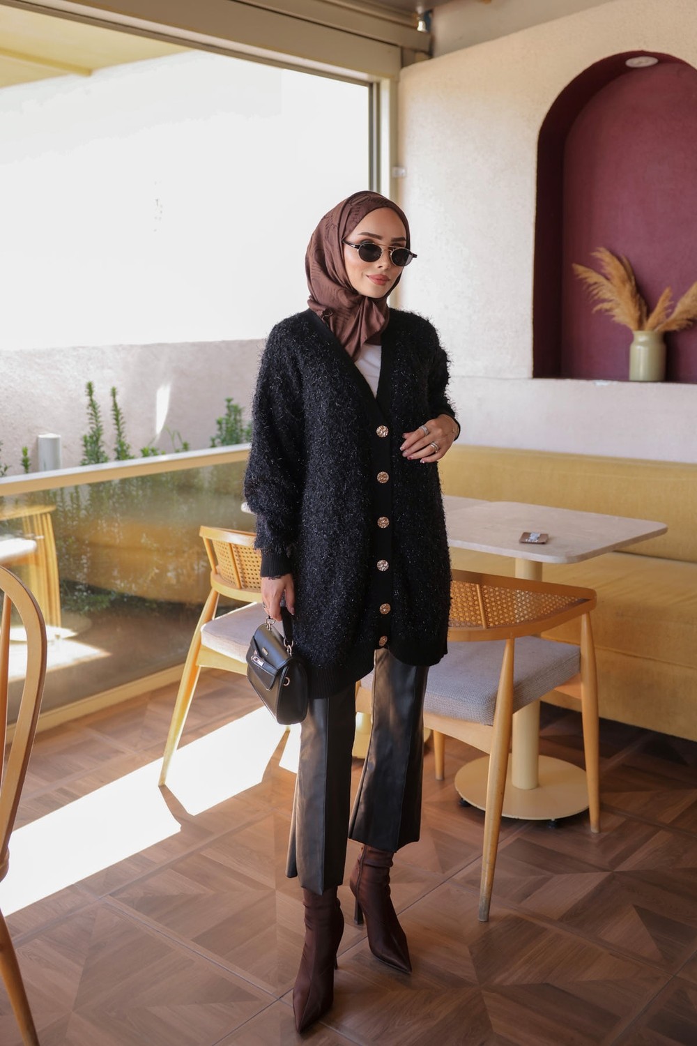 İmaj Butik Siyah Düğmeli Simli Triko Hırka görsel 3