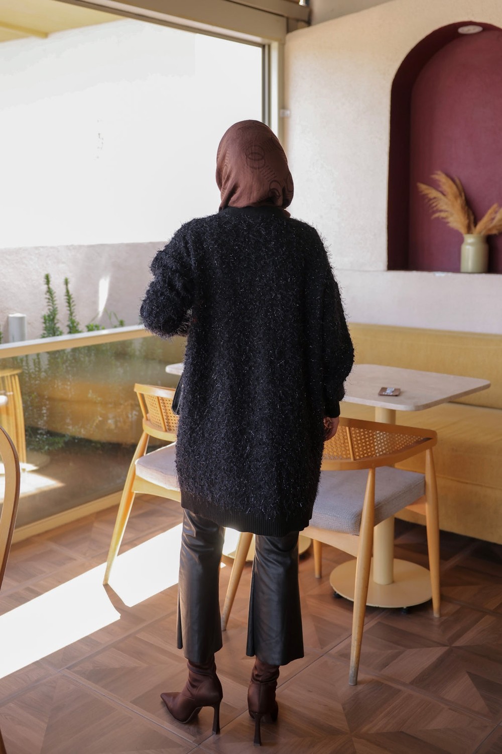 İmaj Butik Siyah Düğmeli Simli Triko Hırka görsel 5