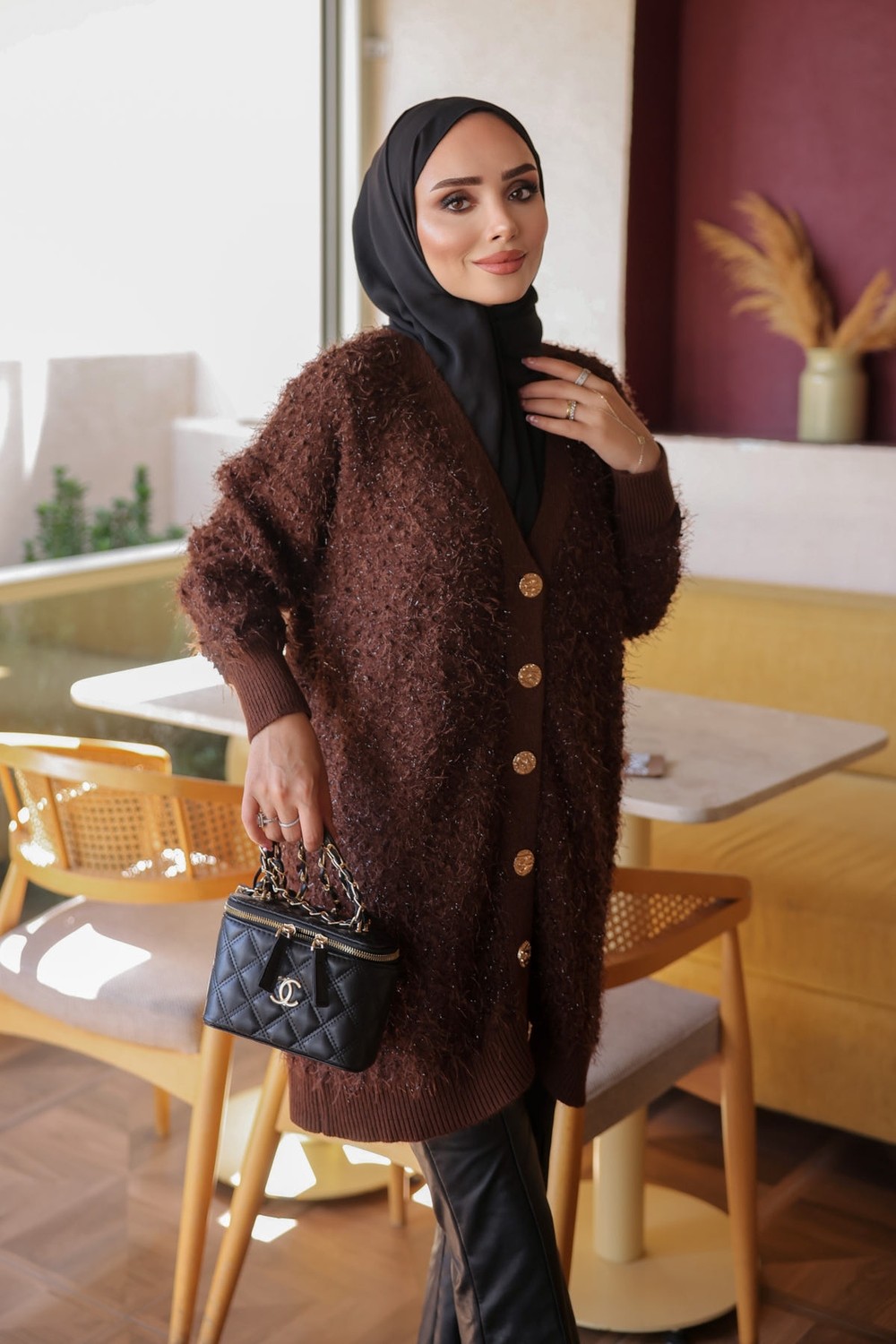 İmaj Butik Siyah Düğmeli Simli Triko Hırka görsel 6