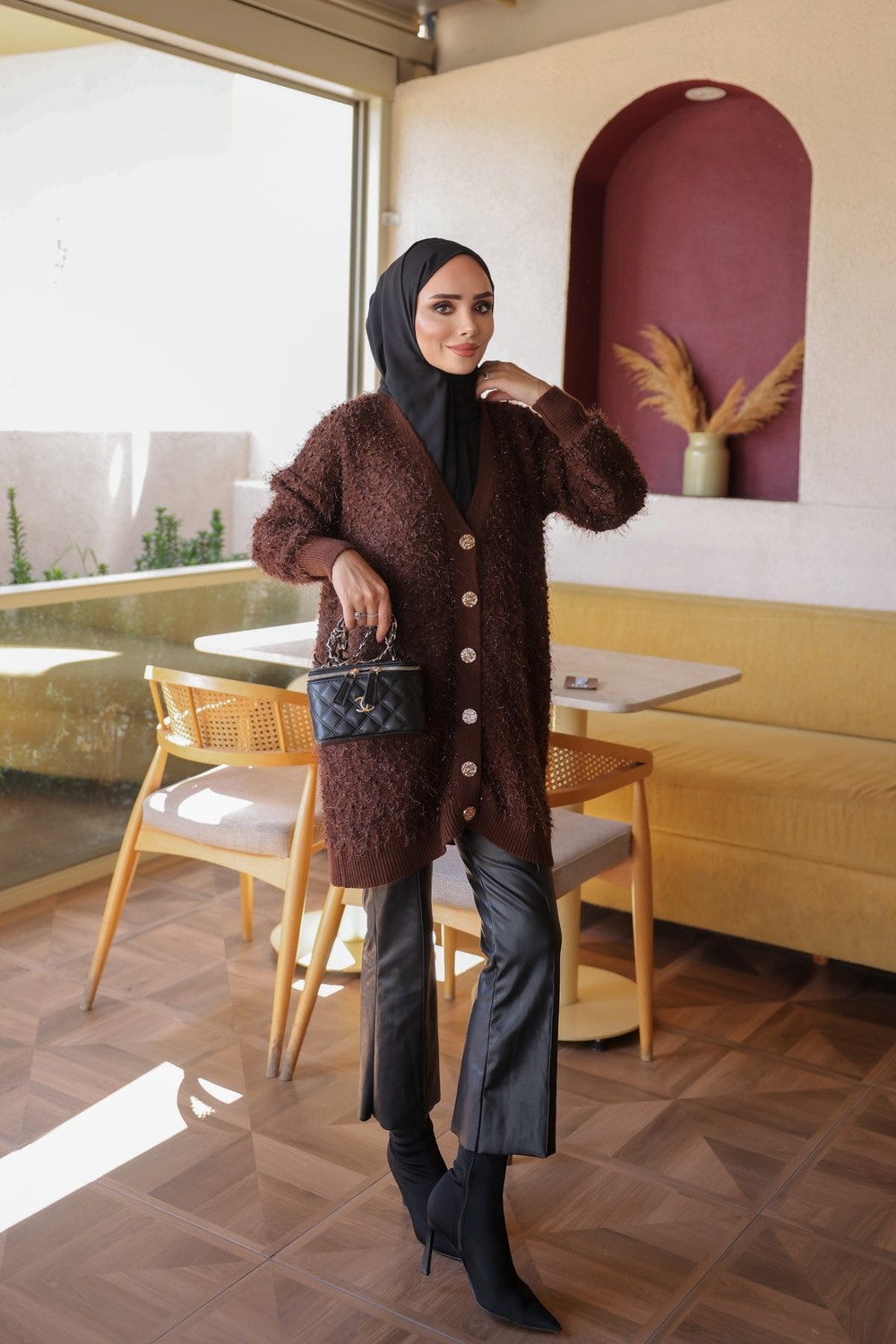 İmaj Butik Siyah Düğmeli Simli Triko Hırka görsel 7