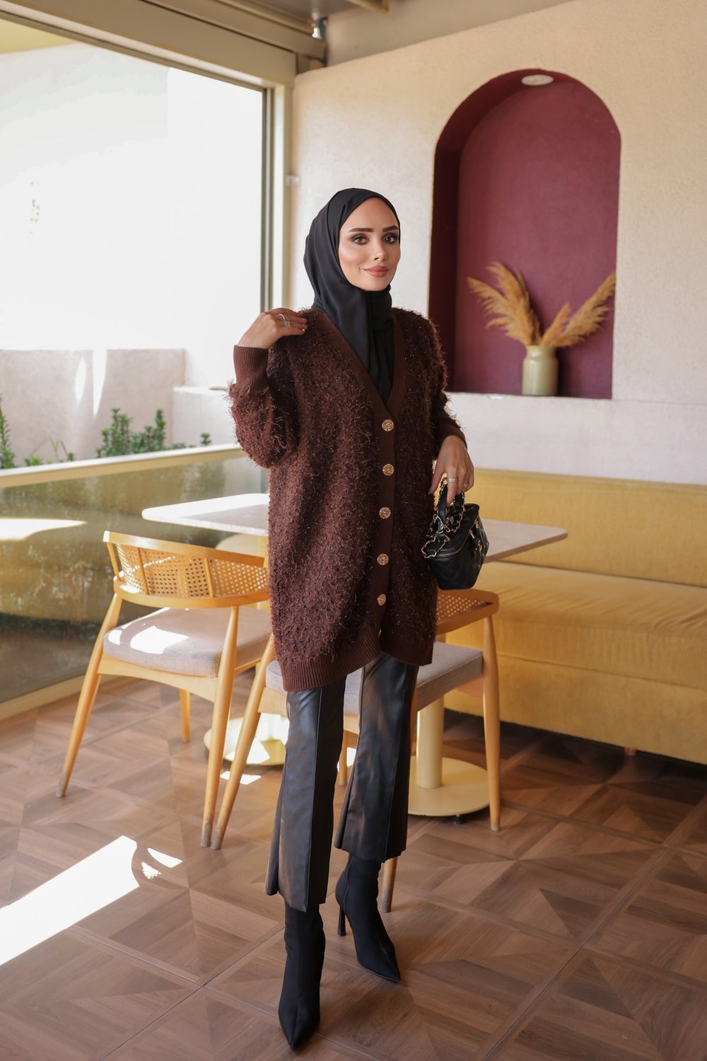 İmaj Butik Siyah Düğmeli Simli Triko Hırka görsel 8