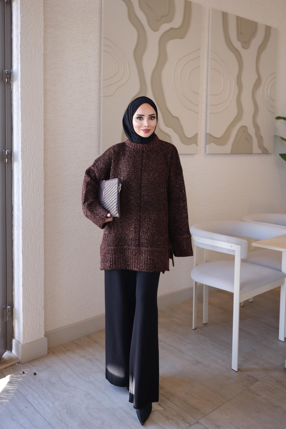 İmaj Butik Gold Simli Sakal Salaş Triko Tunik görsel 3