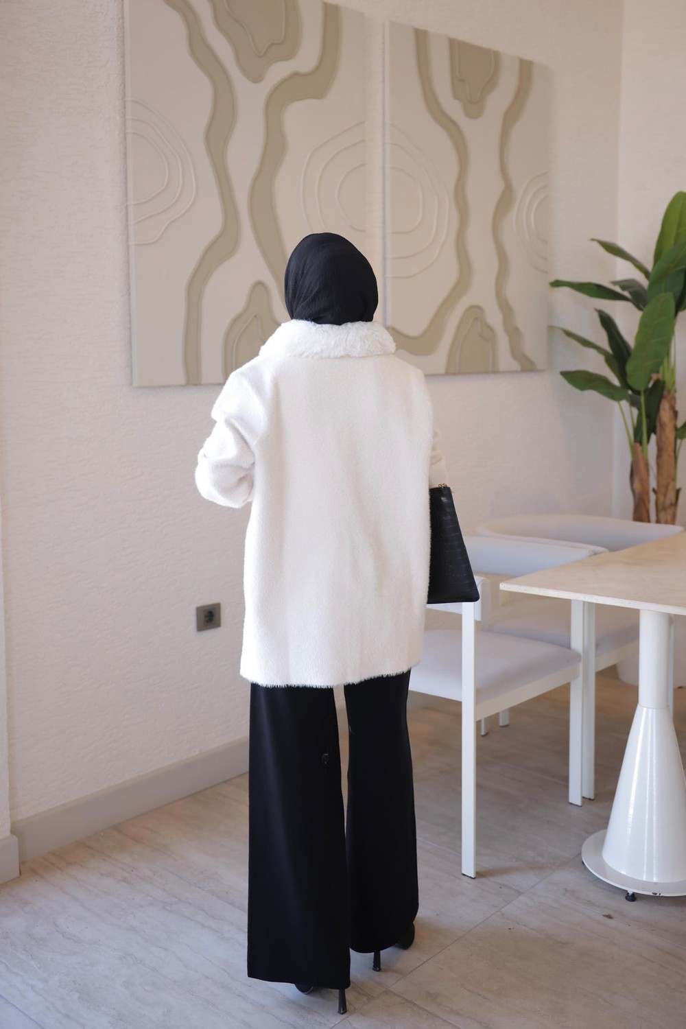 İmaj Butik Kahverengi Soft Kürk Yakalı Angora Triko Hırka görsel 5