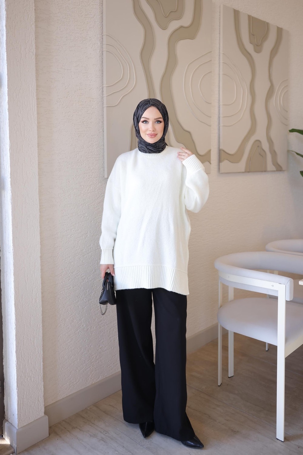 İmaj Butik Gri Salaş Yumoş Triko Kazak görsel 7