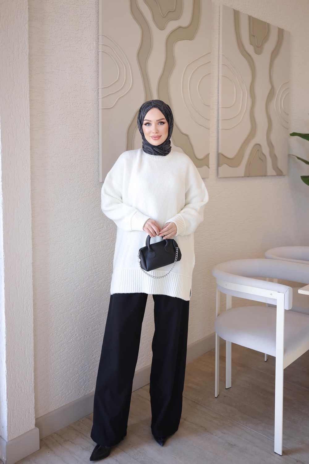 İmaj Butik Gri Salaş Yumoş Triko Kazak görsel 8