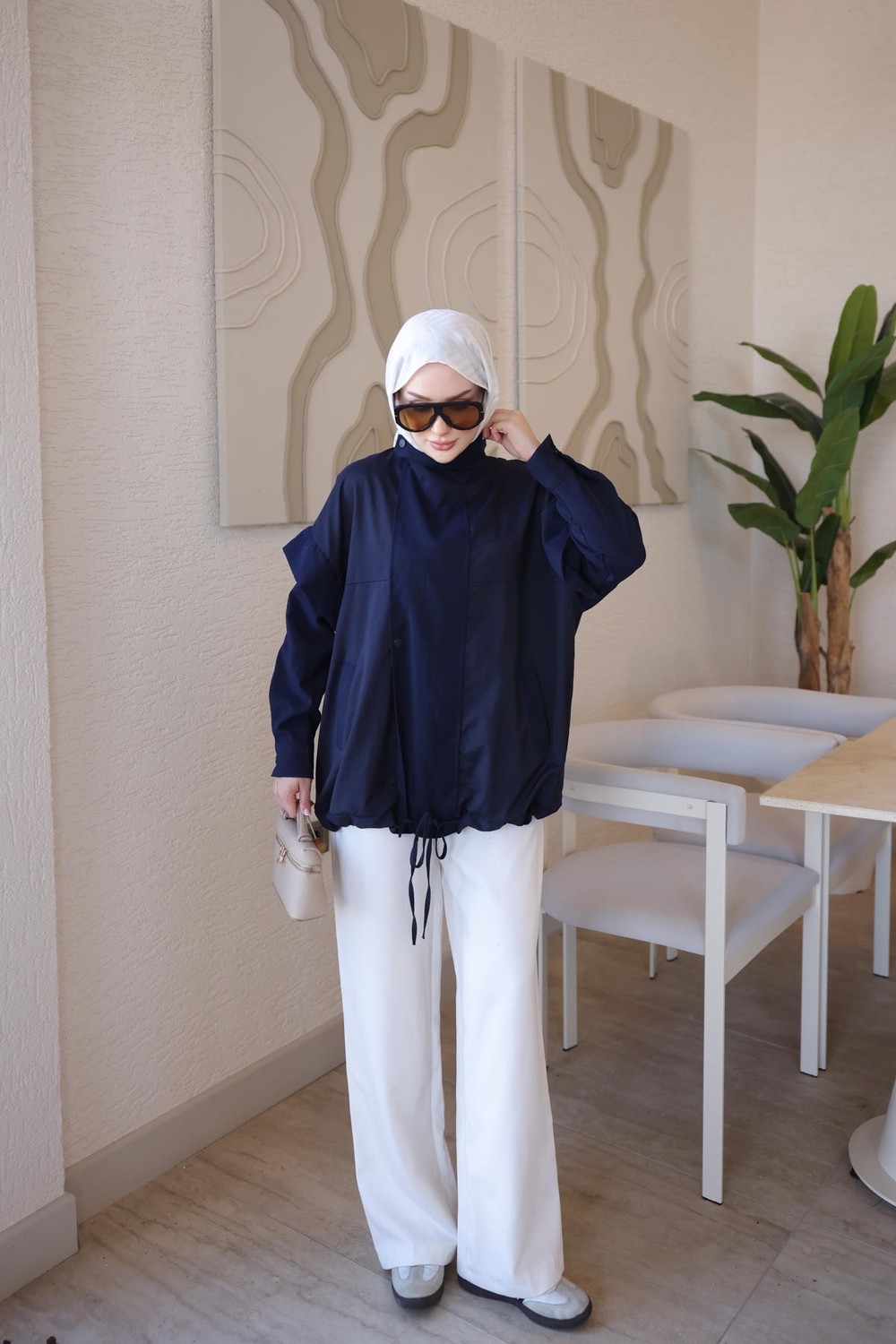 İmaj Butik Lacivert Fermuarlı Çıtçıtlı Garnili Ceket görsel 3