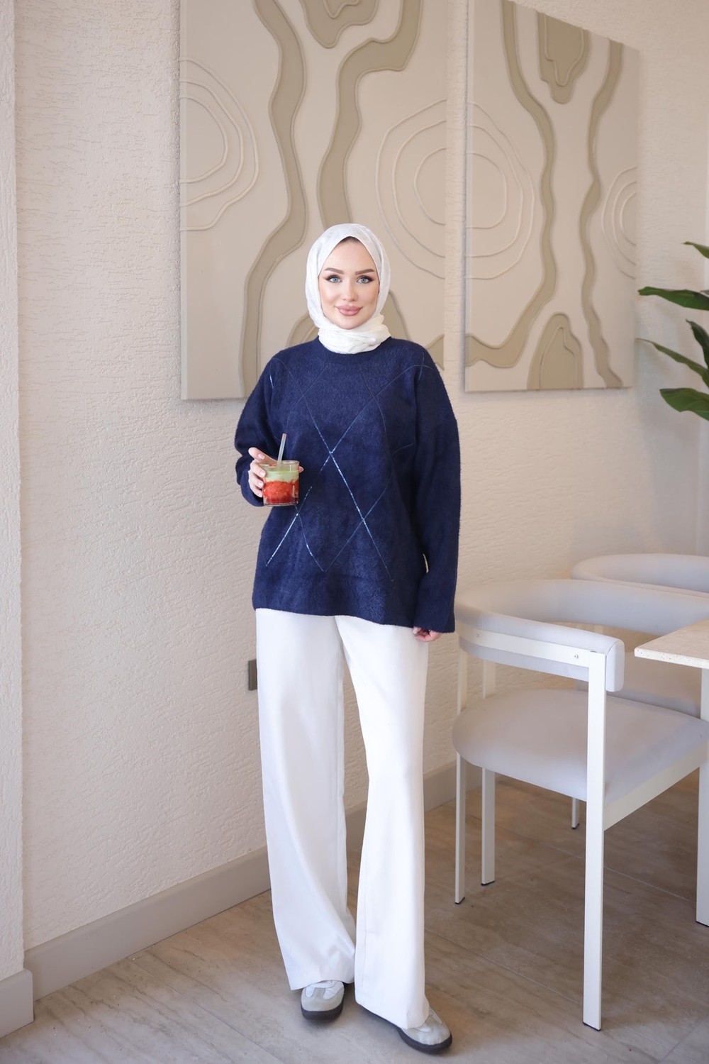 İmaj Butik Bordo Angora Pul Işlemeli Salaş Triko Kazak görsel 7