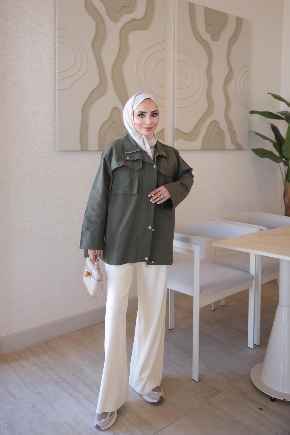 İmaj Butik Kahverengi Fermuarlı Çıtçıtlı Gabardin Ceket görsel 8