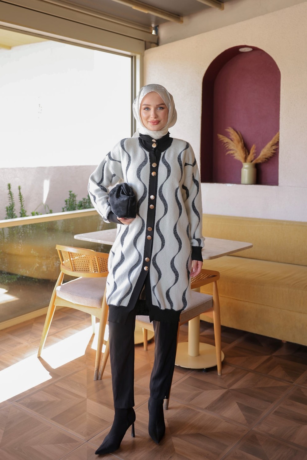 İmaj Butik Bordo Düğmeli Angora Yumoş Triko Hırka görsel 7