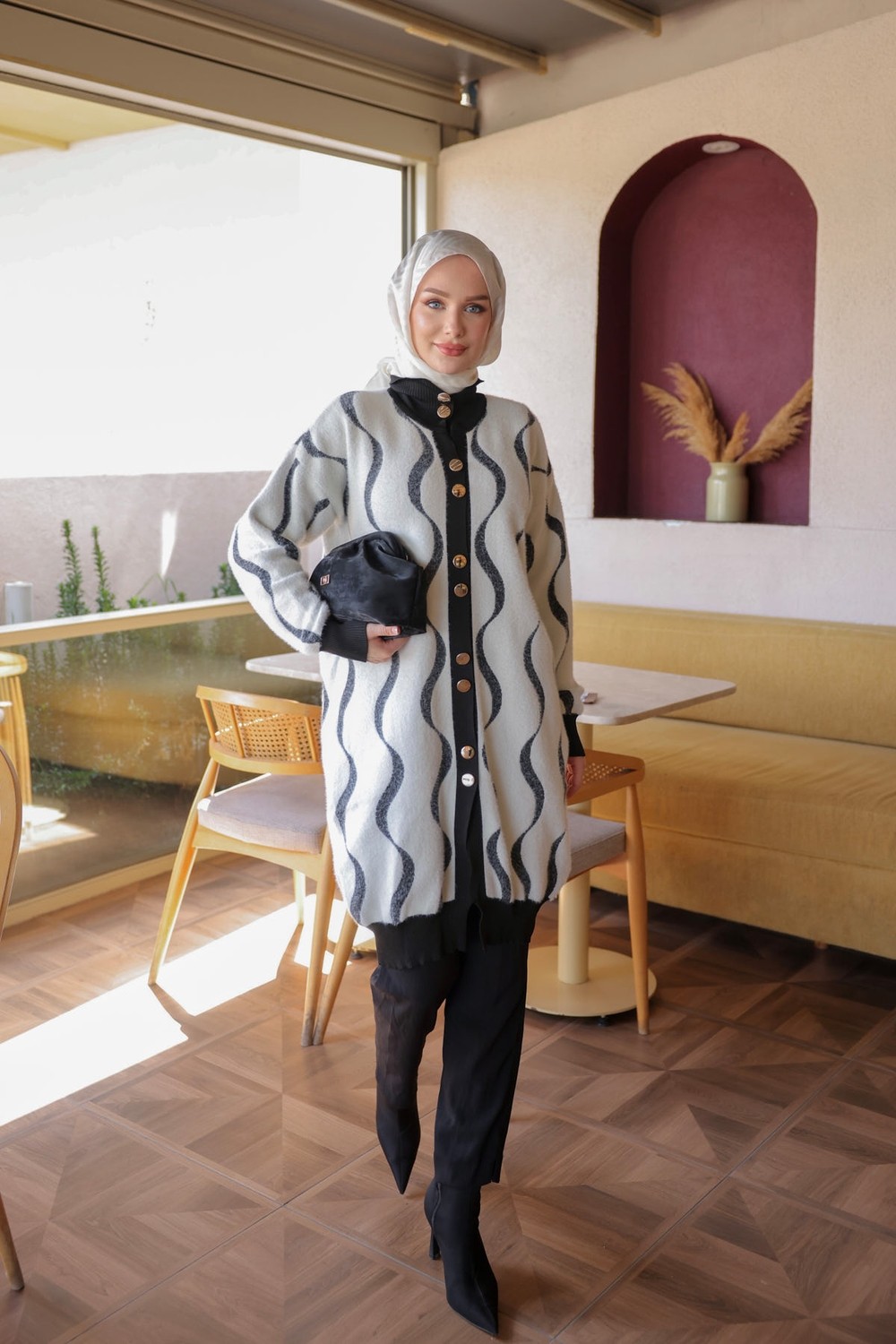 İmaj Butik Bordo Düğmeli Angora Yumoş Triko Hırka görsel 8