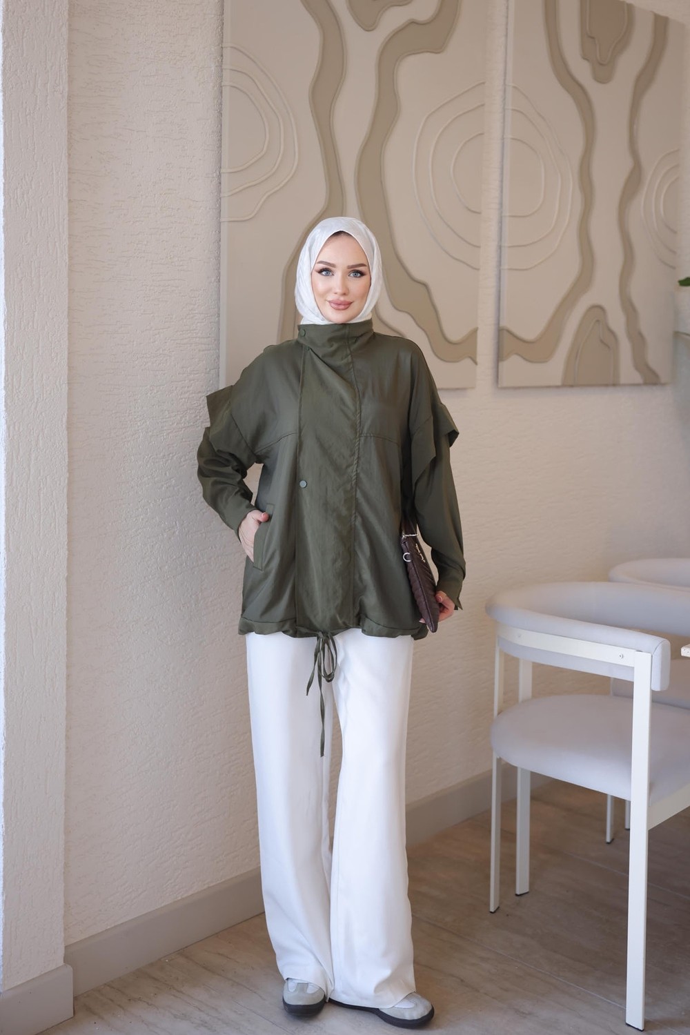 İmaj Butik Lacivert Fermuarlı Çıtçıtlı Garnili Ceket görsel 5