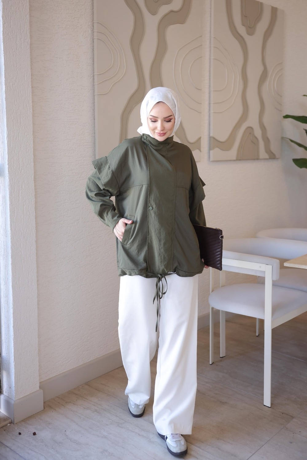İmaj Butik Lacivert Fermuarlı Çıtçıtlı Garnili Ceket görsel 7