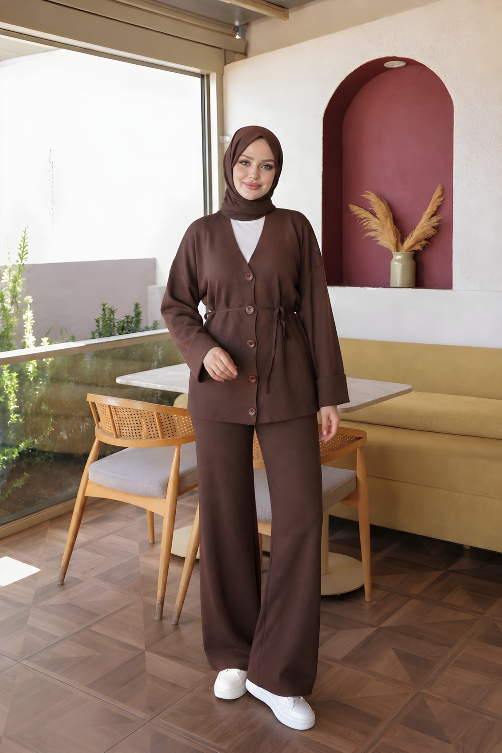 İmaj Butik Siyah Hırka Pantolonlu Soğuk Iplik Triko Takım görsel 2