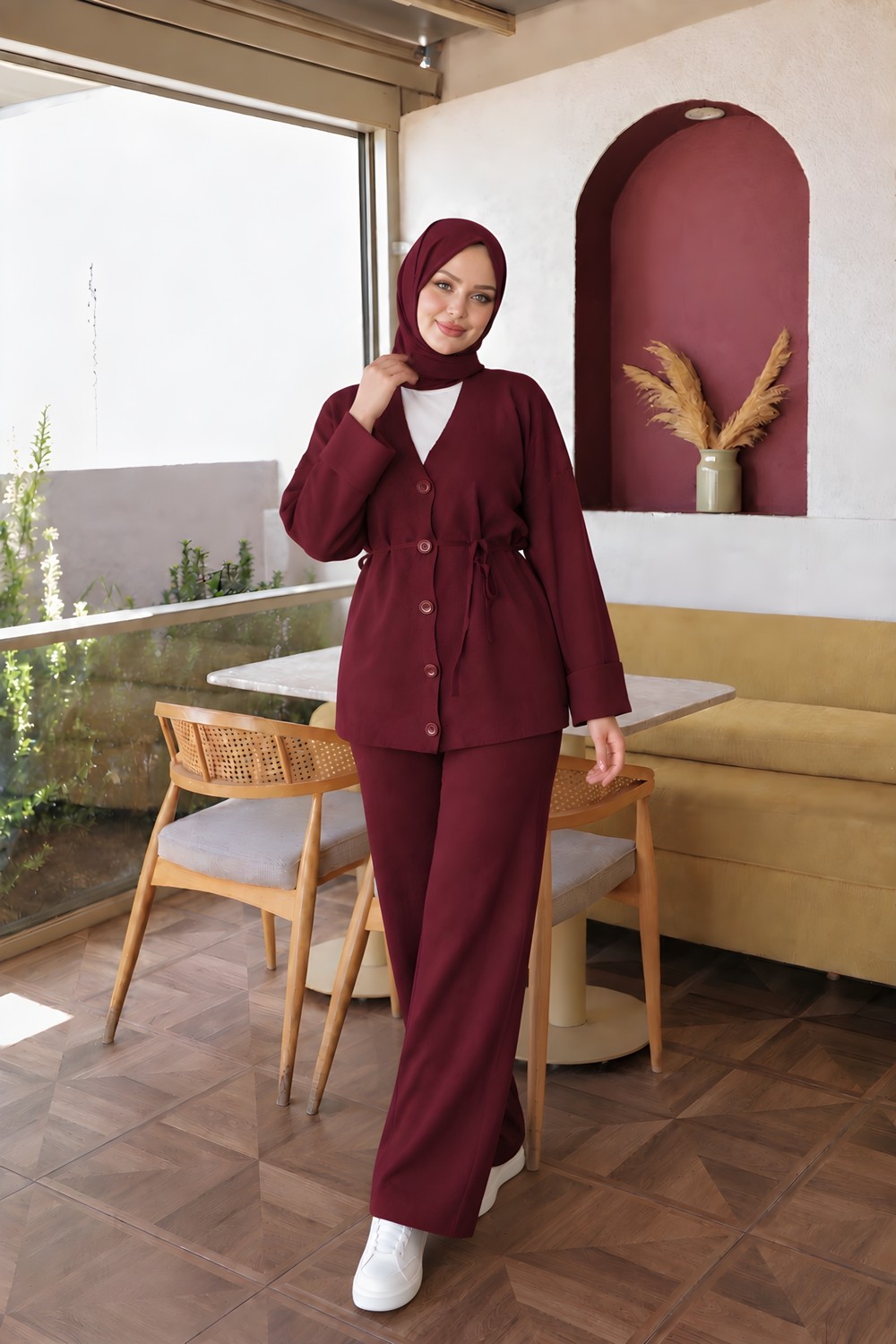 İmaj Butik Siyah Hırka Pantolonlu Soğuk Iplik Triko Takım
