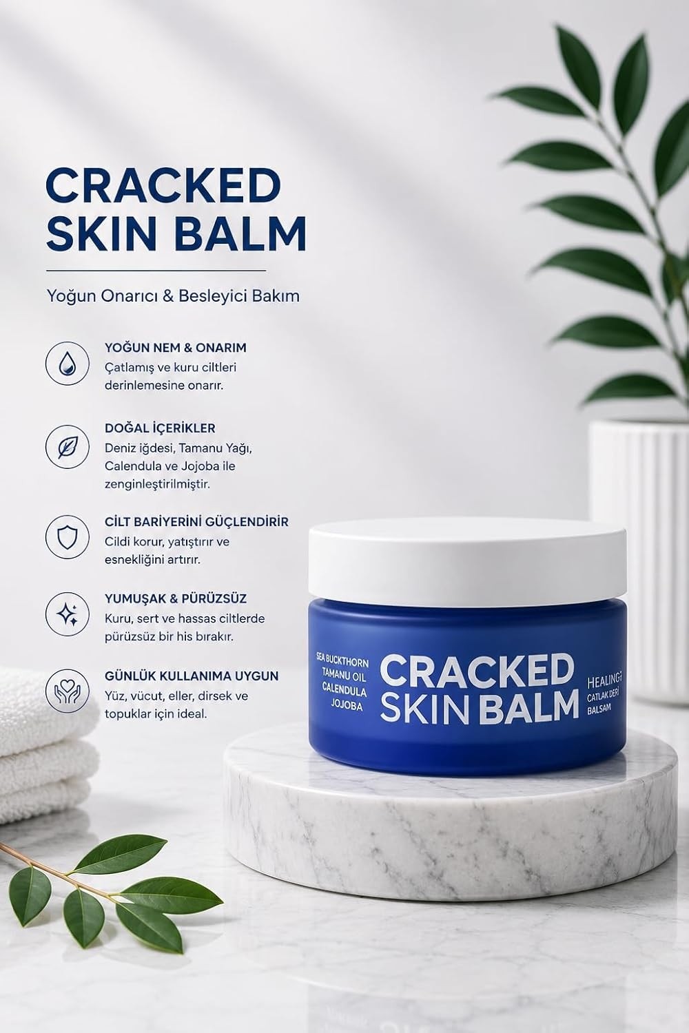 Gültekin Çatlak Deri Balsamı, Sea Buckthorn, Tamanu Oil, Calendula ve Jojoba Ile, Nemlendirici, 50 ml