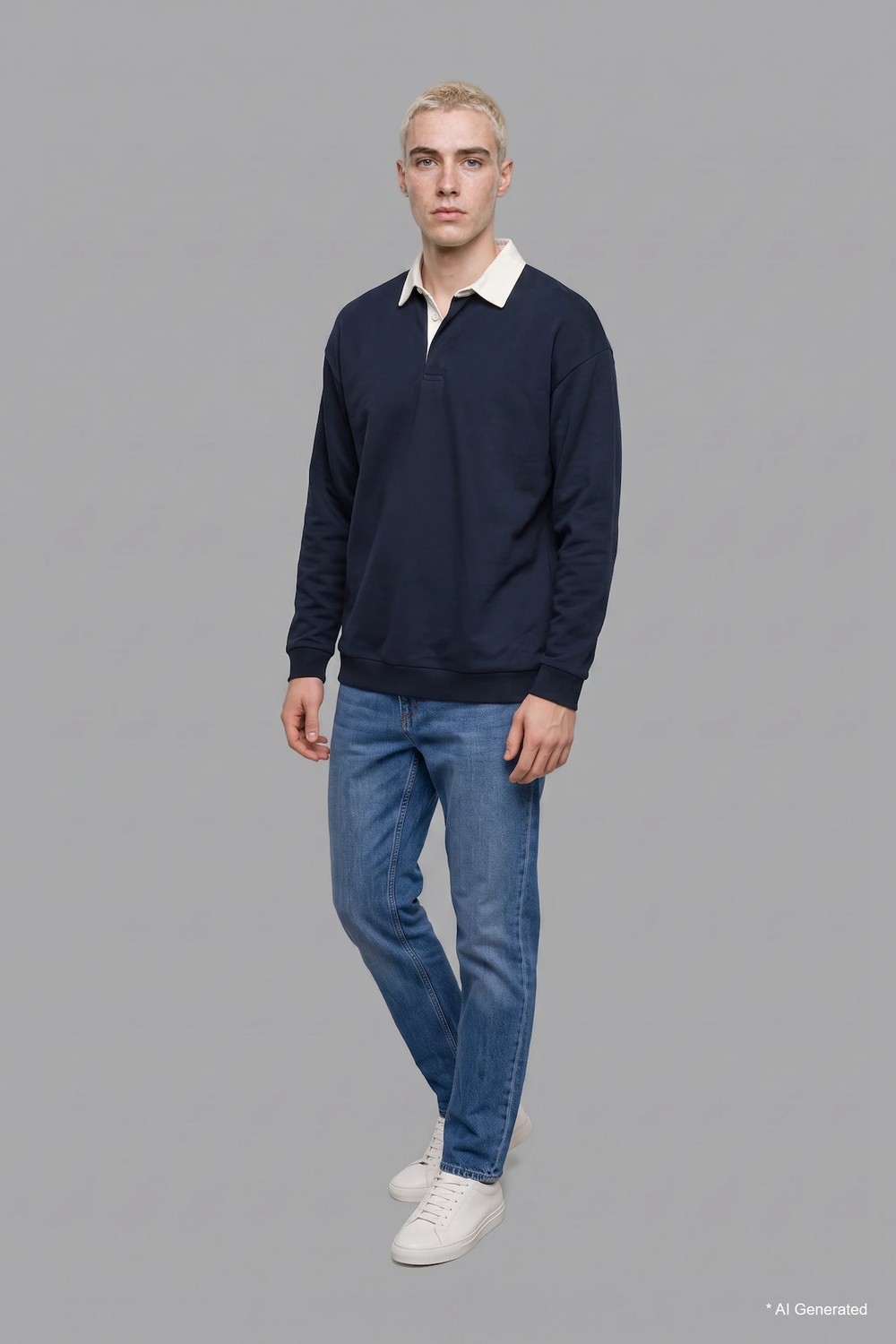 DeFacto Boxy Fit Polo Yaka Sweatshirt E6523AX26AU