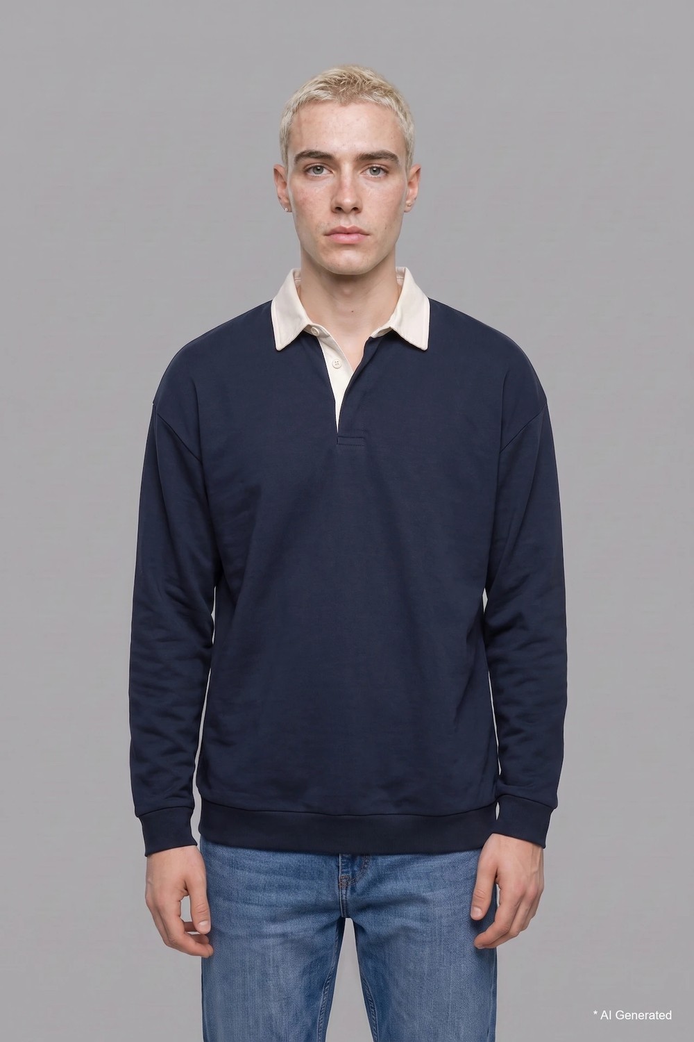 DeFacto Boxy Fit Polo Yaka Sweatshirt E6523AX26AU görsel 2