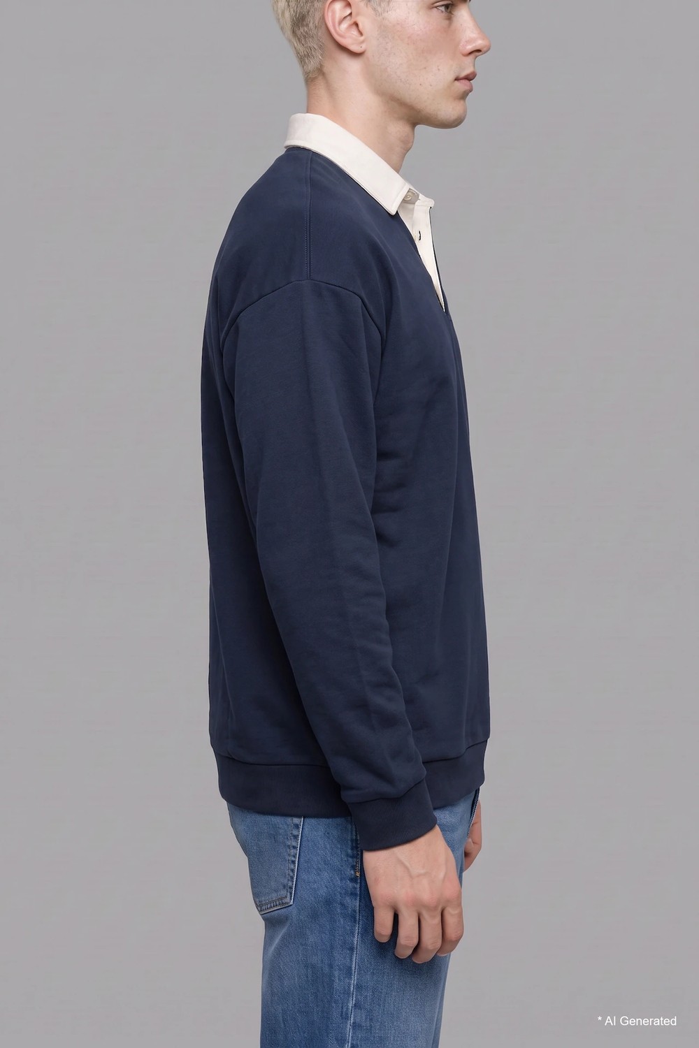 DeFacto Boxy Fit Polo Yaka Sweatshirt E6523AX26AU görsel 3