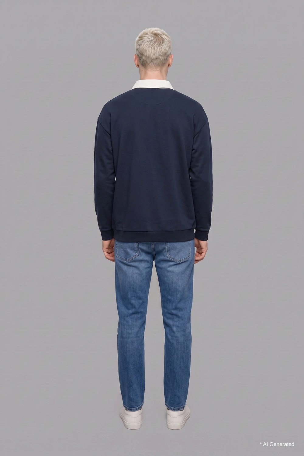 DeFacto Boxy Fit Polo Yaka Sweatshirt E6523AX26AU görsel 4