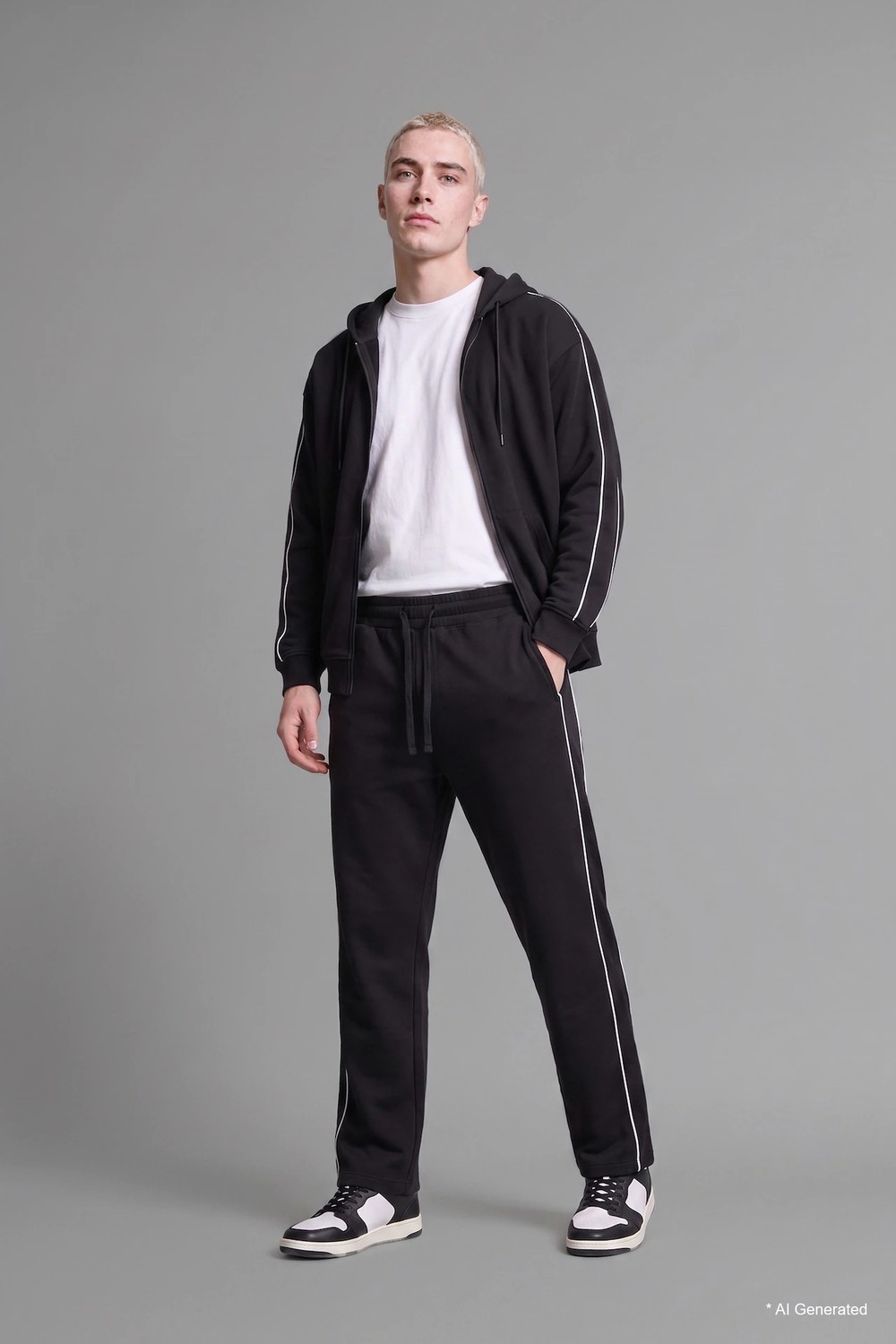 DeFacto Boxy Fit Şerit Detaylı Kapüşonlu Fermuarlı Basic Sweatshirt HIRKA H4428AX26AU