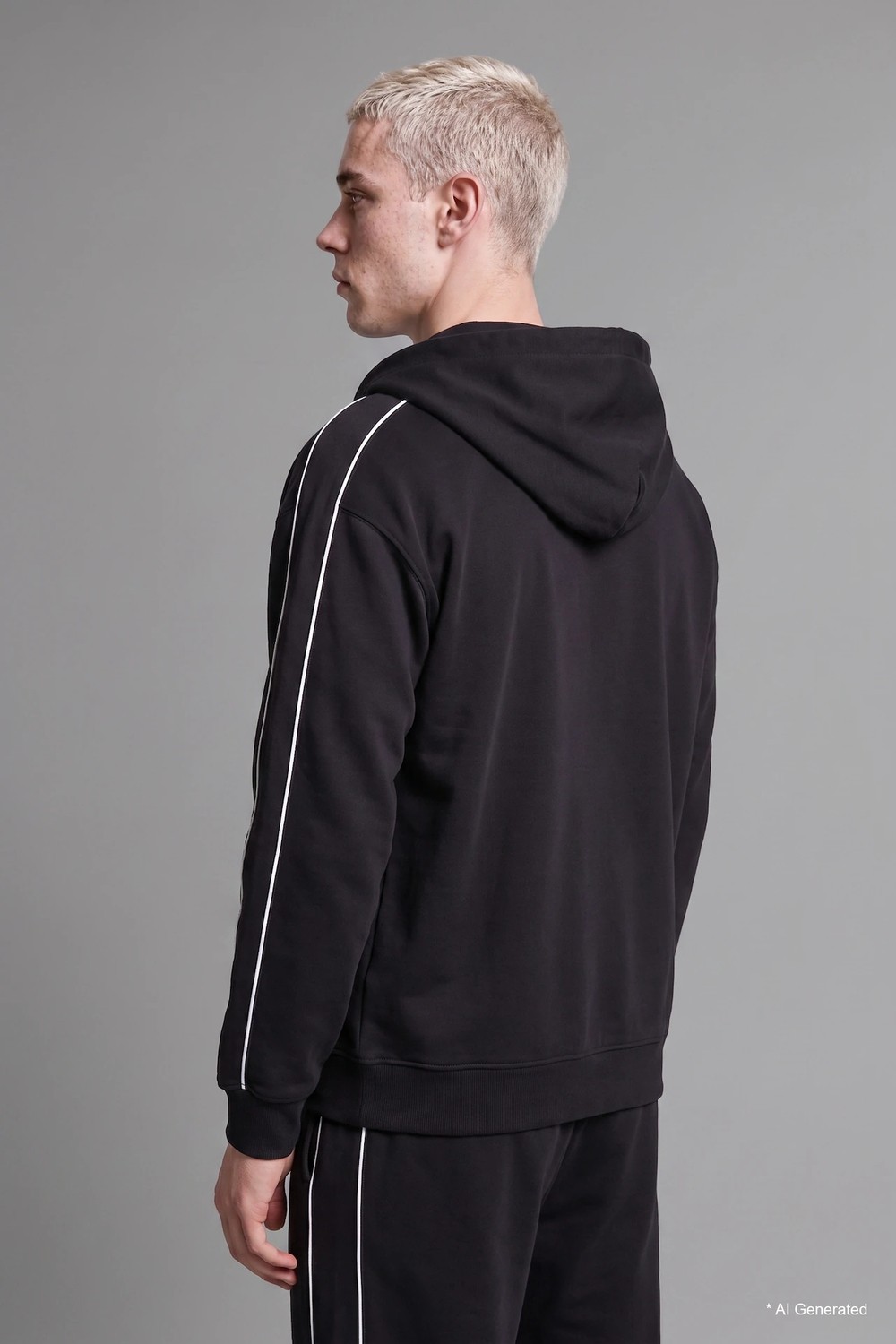 DeFacto Boxy Fit Şerit Detaylı Kapüşonlu Fermuarlı Basic Sweatshirt HIRKA H4428AX26AU görsel 4