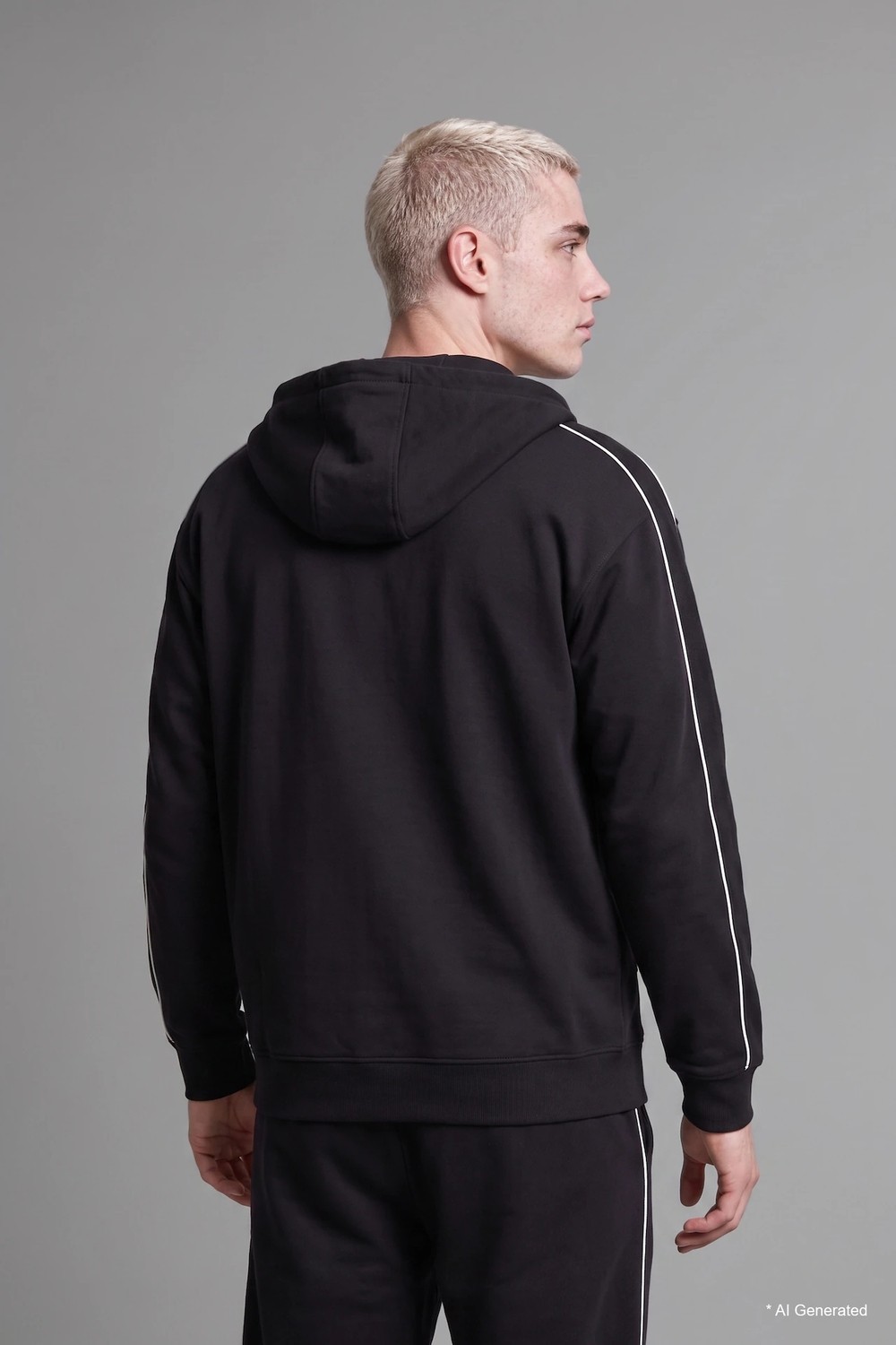 DeFacto Boxy Fit Şerit Detaylı Kapüşonlu Fermuarlı Basic Sweatshirt HIRKA H4428AX26AU görsel 5