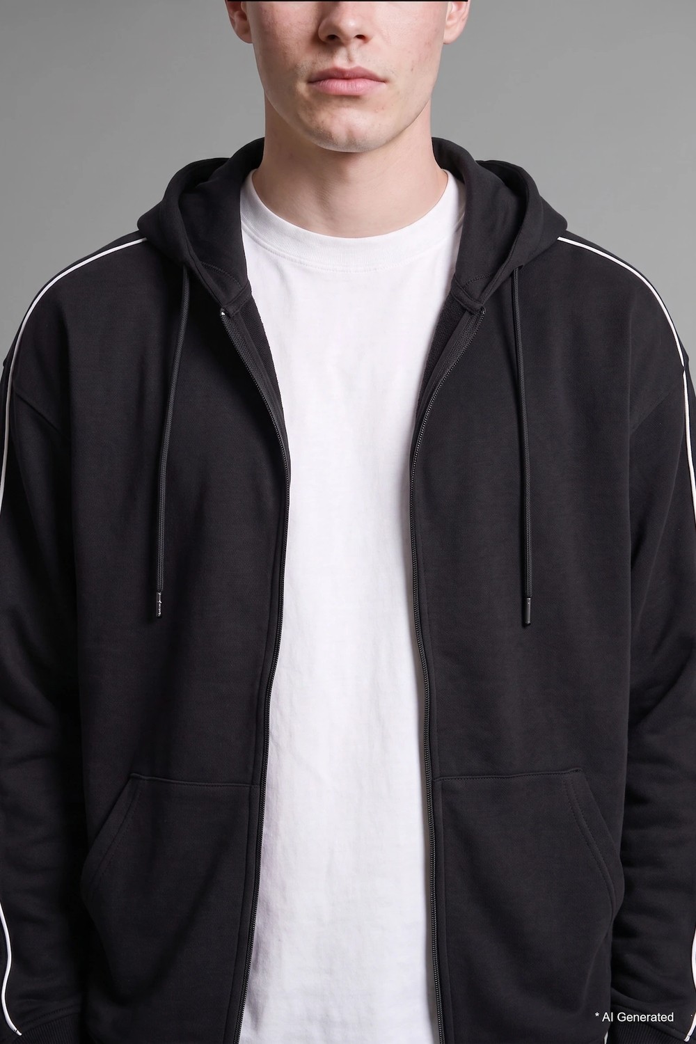 DeFacto Boxy Fit Şerit Detaylı Kapüşonlu Fermuarlı Basic Sweatshirt HIRKA H4428AX26AU görsel 7