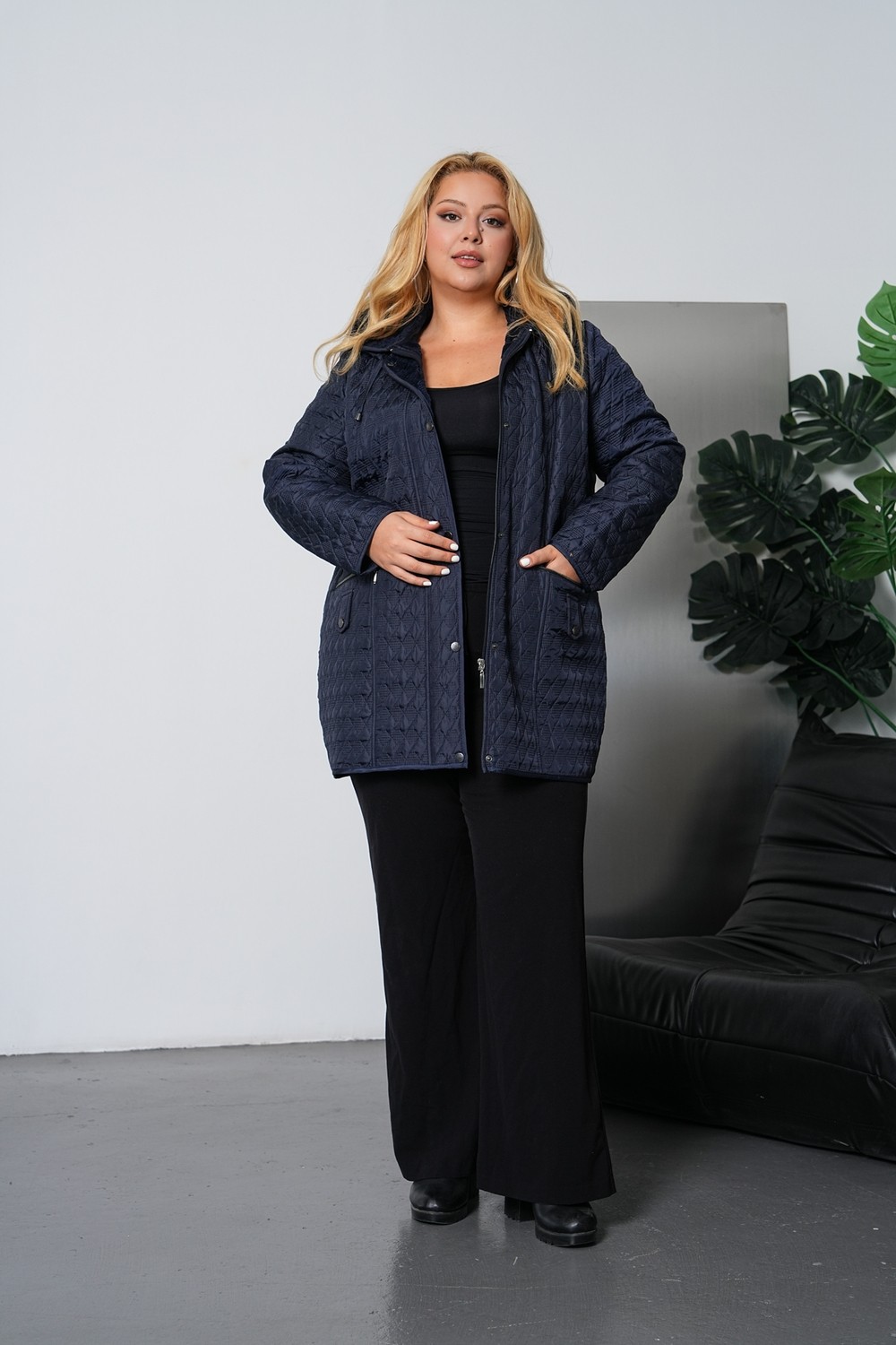 TUTveAL Collection Yumuşak Kürklü, SU İtici Mont,büyük Beden, ,kapitone Mont görsel 2