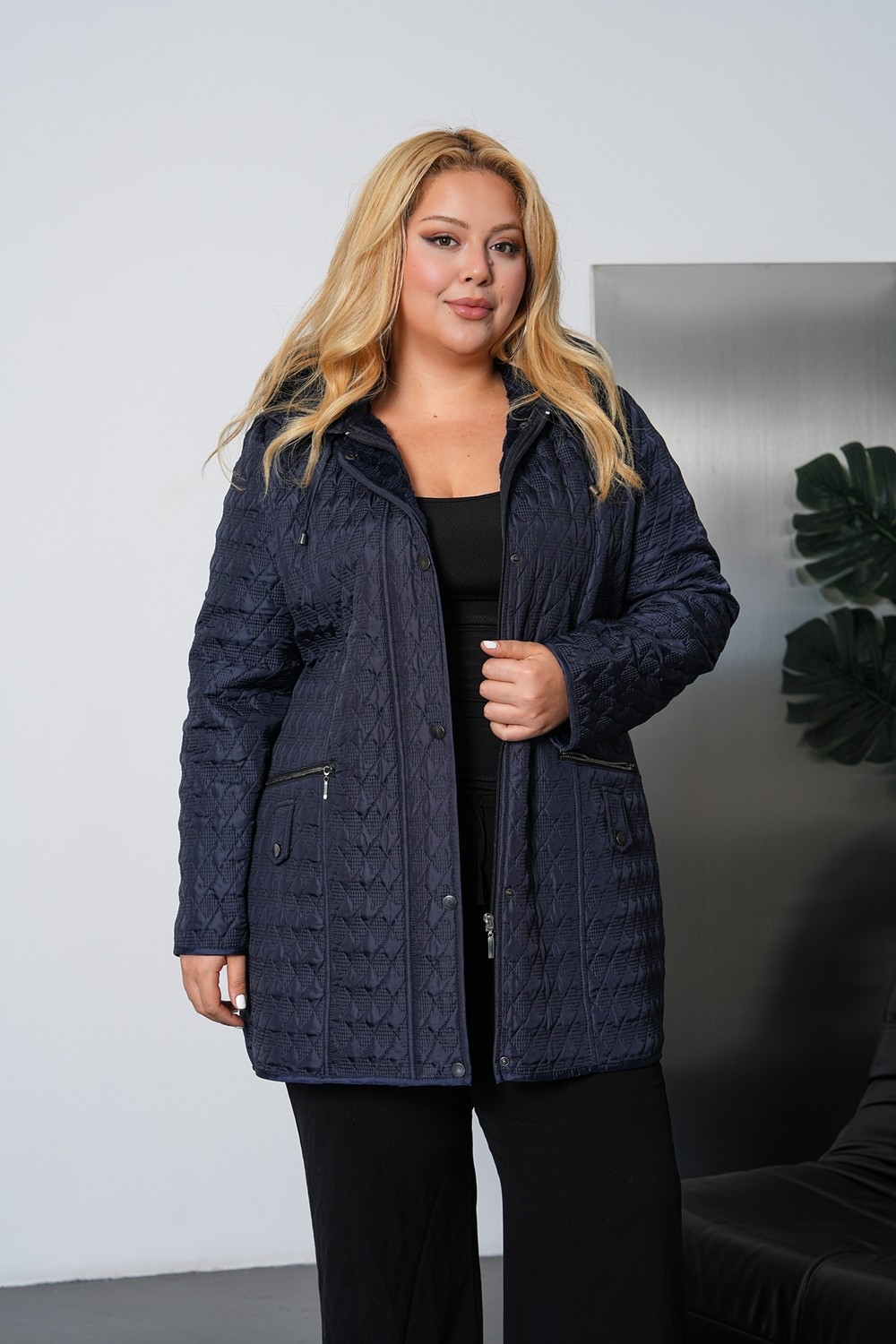 TUTveAL Collection Yumuşak Kürklü, SU İtici Mont,büyük Beden, ,kapitone Mont görsel 5