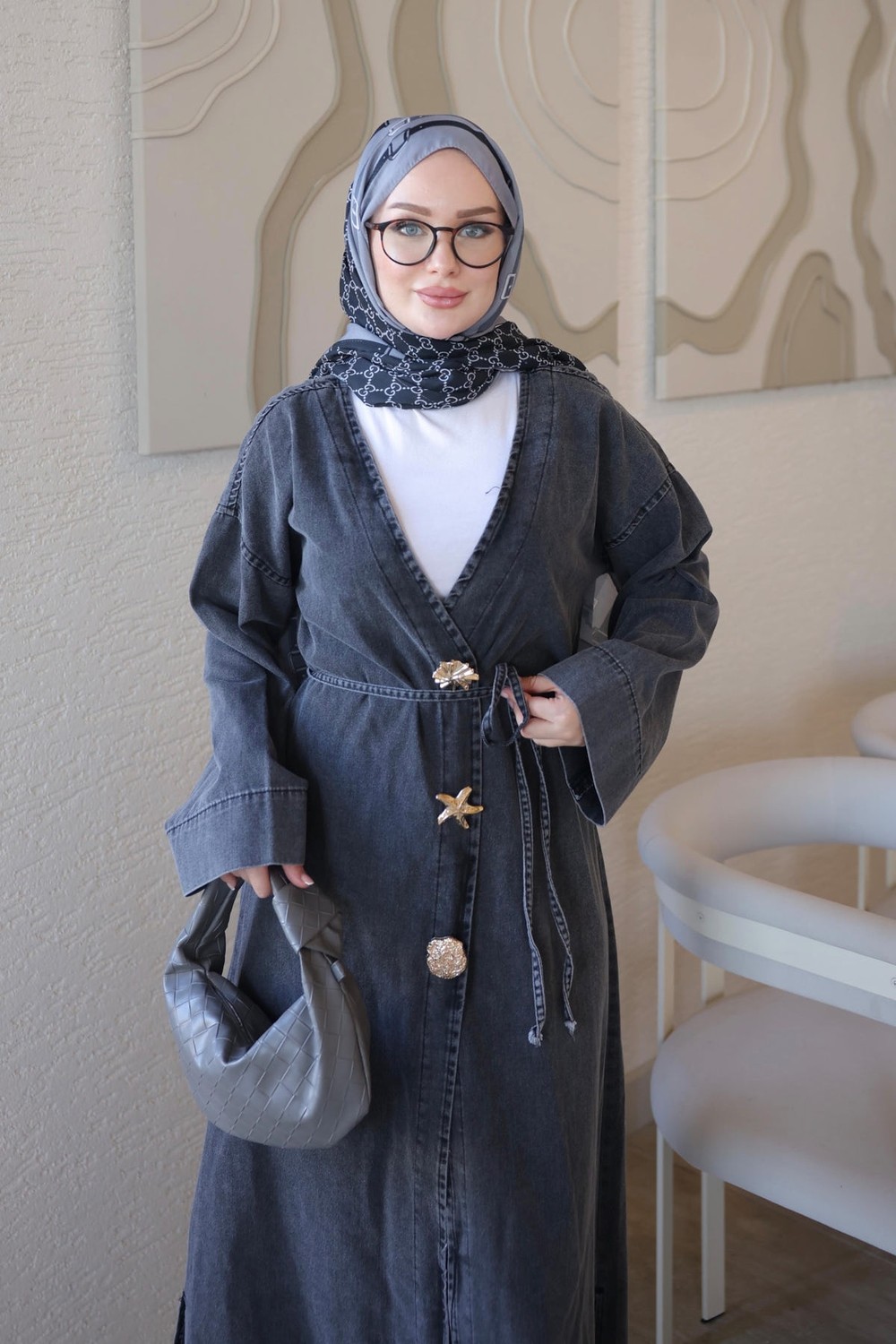 İmaj Butik Füme Aksesuarlı Beli Bağlamalı Uzun Kot Kap görsel 8