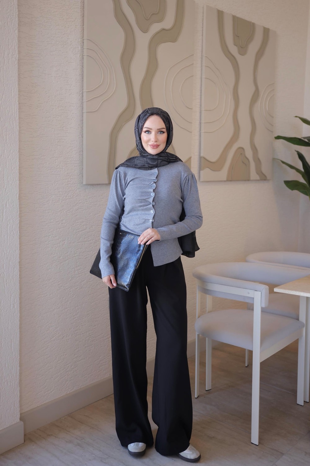 İmaj Butik Haki Bel Büzgülü Corsman Triko Hırka görsel 2